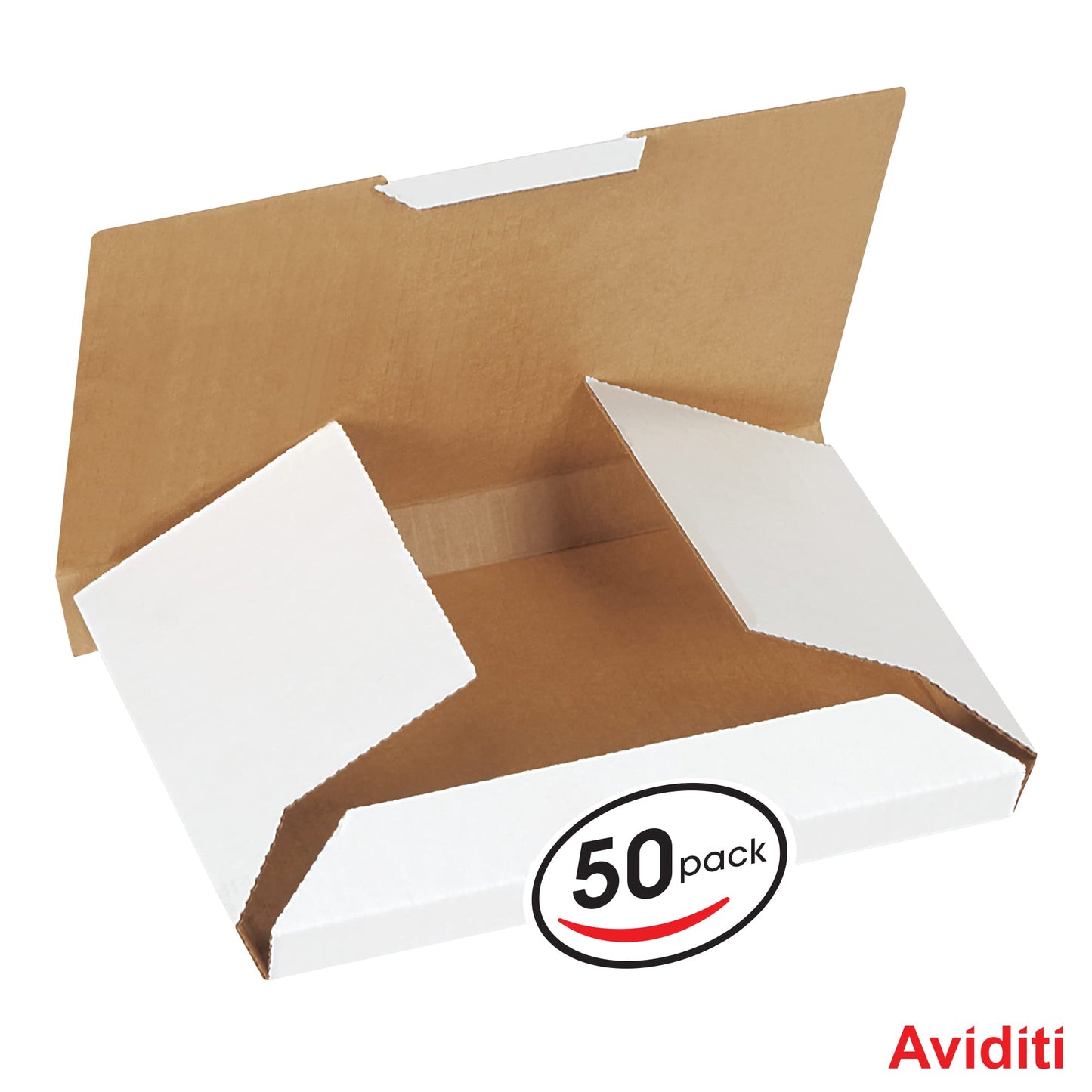 BOX USA MLRDVD Corrugated DVD Mailer, 7-5/8" Length x 5-7/16" Width x 11/16" Height, White (Bundle of 50)