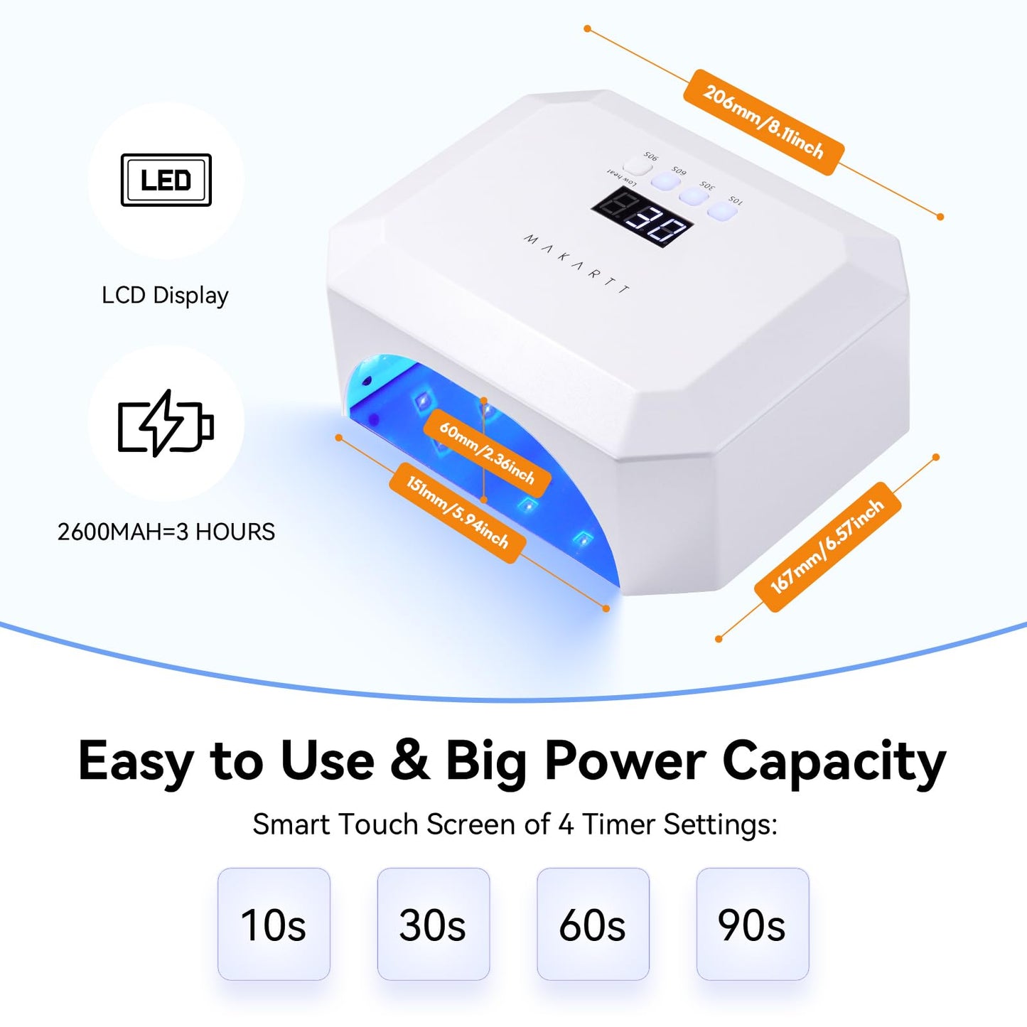 Makartt UV LED Nail Lamp, UV Light for Gel Nails Rechargeable Aurora 36W Gel Lamp with 4 Timers & Auto Sensor Professional Fast Curing Gel Nail Light for Nail Polish Home Nail Salon Manicure