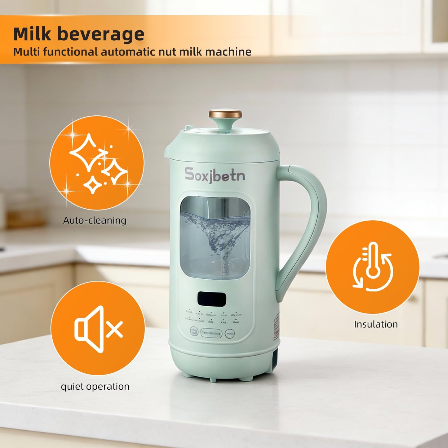 Nut Milk Maker & Multi-Function Blender - 1L Large Capacity, Self-Cleaning, for Almond Milk, Soy Milk, Smoothie, Juice, Baby Food, Soup & More, Quiet Design with Visual Window