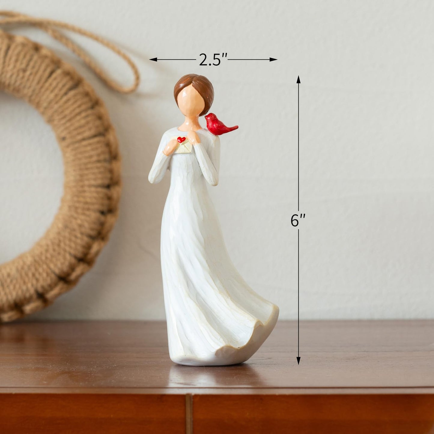 Hand-Painted Memorial Angel Figurine with Red Cardinal & Love Letter - 6.2 Inch Resin Statue for Sympathy, Bereavement, and Friendship - Thinking of You Home Decor Gift for Mom, Grandma, Women