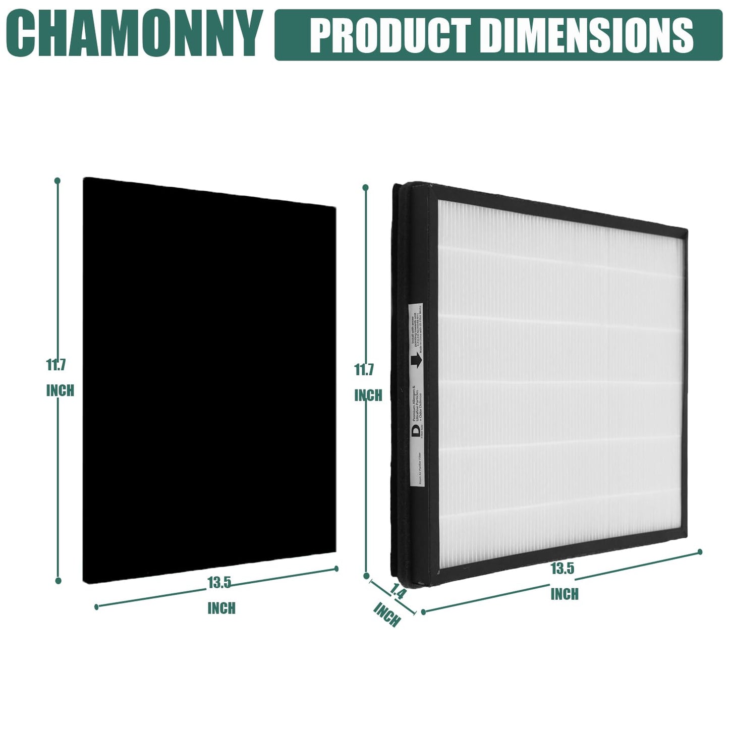 CHAMONNY IAF-H-100D Idylis D Replacement Filter Size D, Compatible with Idylis AC-2118, AC-2123, IAP-10-280 Air Purifier, 2 HEPA Filters + 4 Activated Carbon Pre-filters