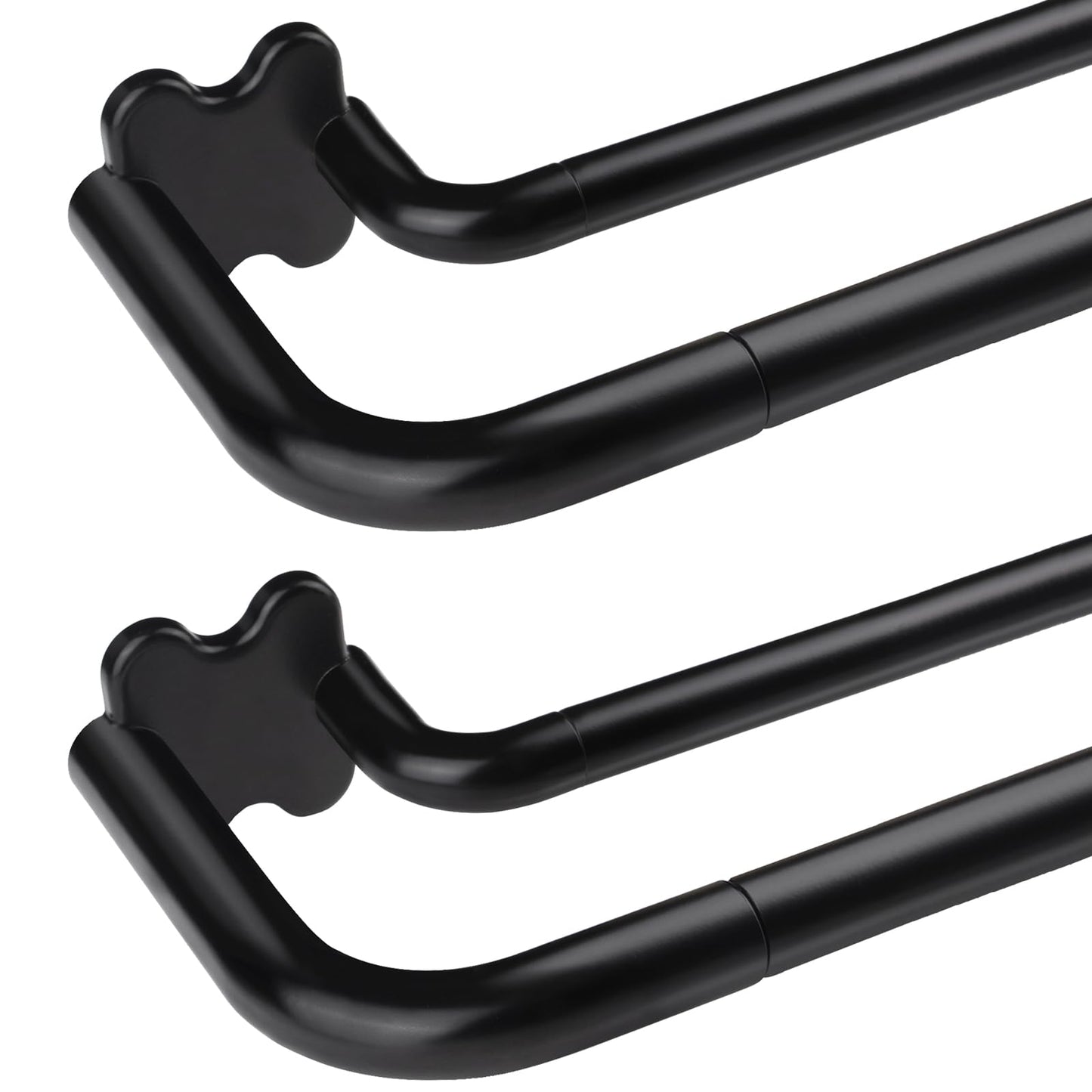 USFOOK 2 Pack Black Wrap Around Double Curtain Rods Set, Blackout Dual Curtain Rods for Windows 32 to 58 Inch, 6/8 Inch Room Darkening Curtain Rod, Decorative Drapery Rods for Home, Metal
