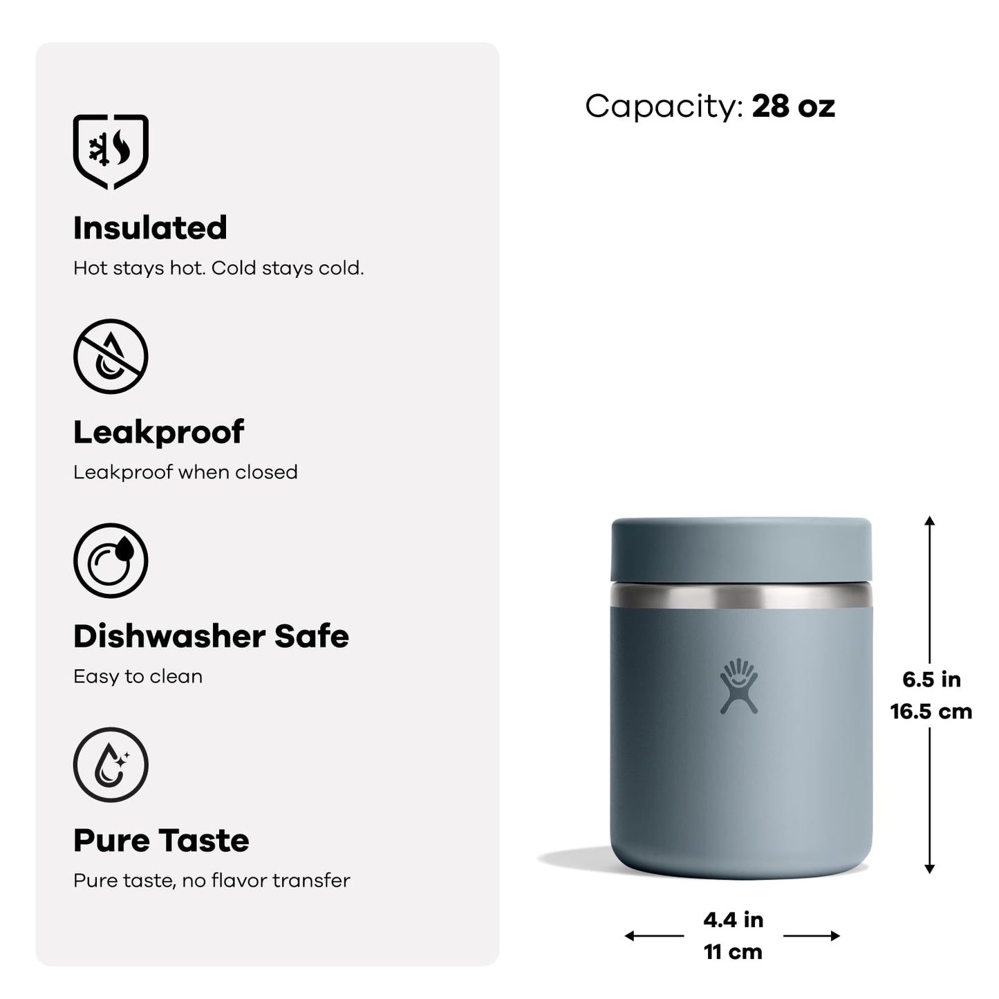 Hydro Flask Food Jar – Insulated Stainless Steel, Snack Travel Container for Hot Food, Lunch, & Soup 8 Oz Oat Tan