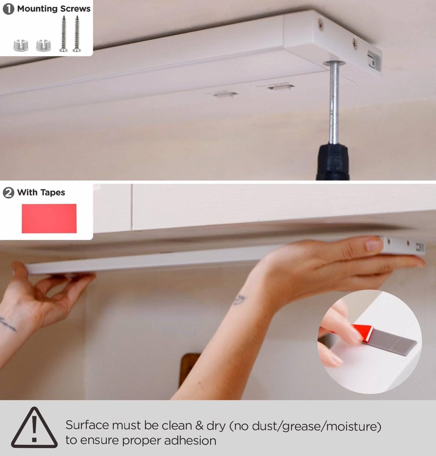Tonlesm 24 Inch Under Cabinet Lighting Plug in, 14W 120V 3 Color 3000K/4000K/5000K, 3 Brightness, Super Bright, Ultra Thin Under Counter Lights for Kitchen, Linkable LED Cabinet Light, White