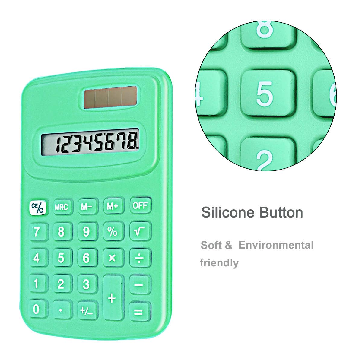 Basic Calculator Dual Power 8 Digit Silicone Button Desktop Calculator (A, Set of 24)