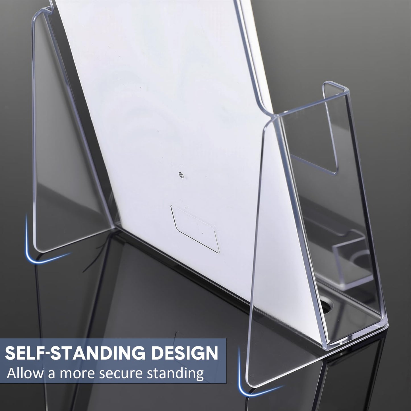 Memorywuu 8 Pack 6x9 Acrylic Brochure Holder with Business Card Organizer, Clear Brochure Display Stand, Plastic Flyer Display Stand Holder for Business Card, Pamphlet, Booklets, Magazine, Journals