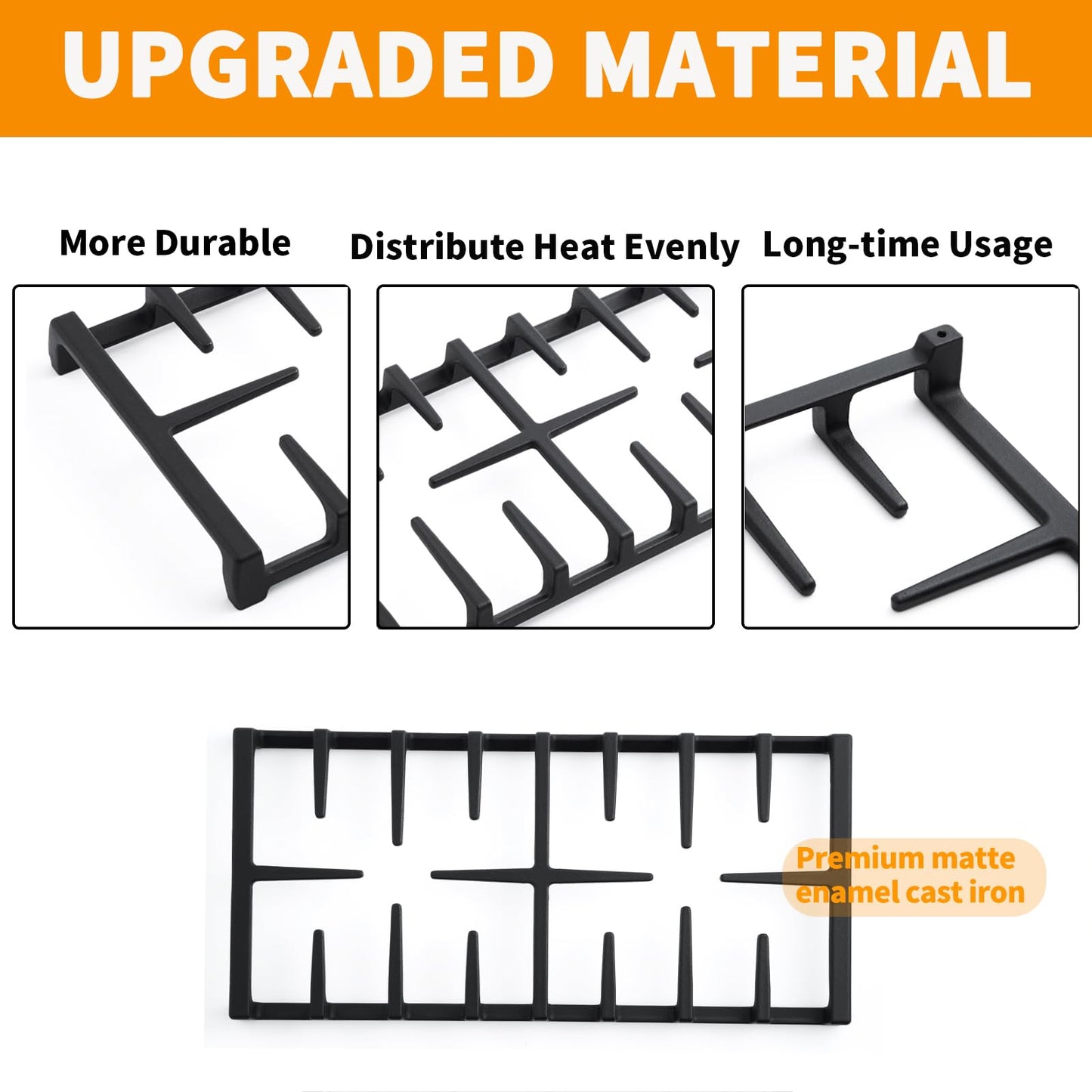 WB31X27150 Center Grate Replacement for GE Stove Grate JXGRATE1 WB31X24737 Cast Iron General Electric Gas Range Grate 19.3" x 9.1'' Surface Burner Grate GE Cooktop Parts Stove Top Grate