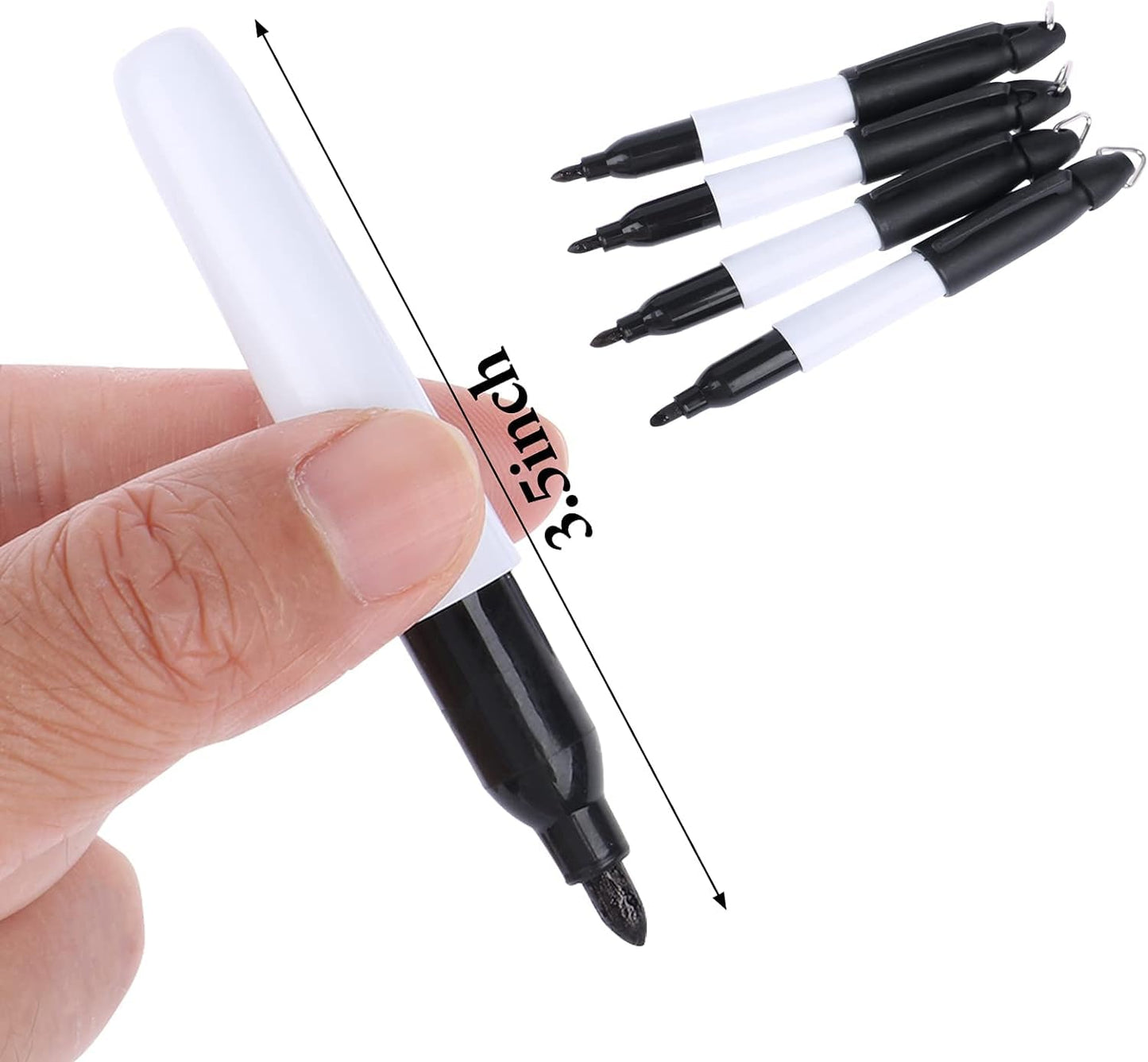 150 Pcs Mini Permanent Markers with Cap Clips Golf Ball Marker Pen Dry Erase Markers with Triangle Hook Golf Keychain Clips for Badge Black Ink Pens for Office School Outdoor Activities,Fine Point