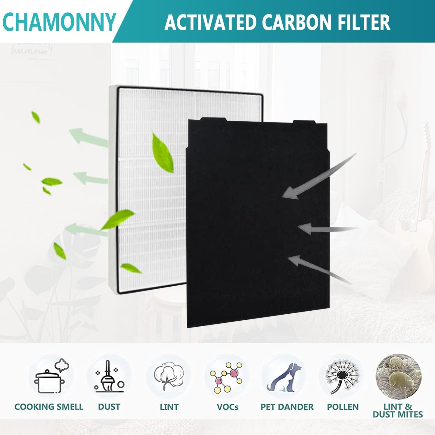 CHAMONNY AP510 & AP450 Filter Replacement, Compatible with Whirlpool Whispure 1183054K 8171434K AP450 AP510 AP300 AP350 WP500 WP1000 Air Purifier (1 HEPA Filter +4 Pre-filter)