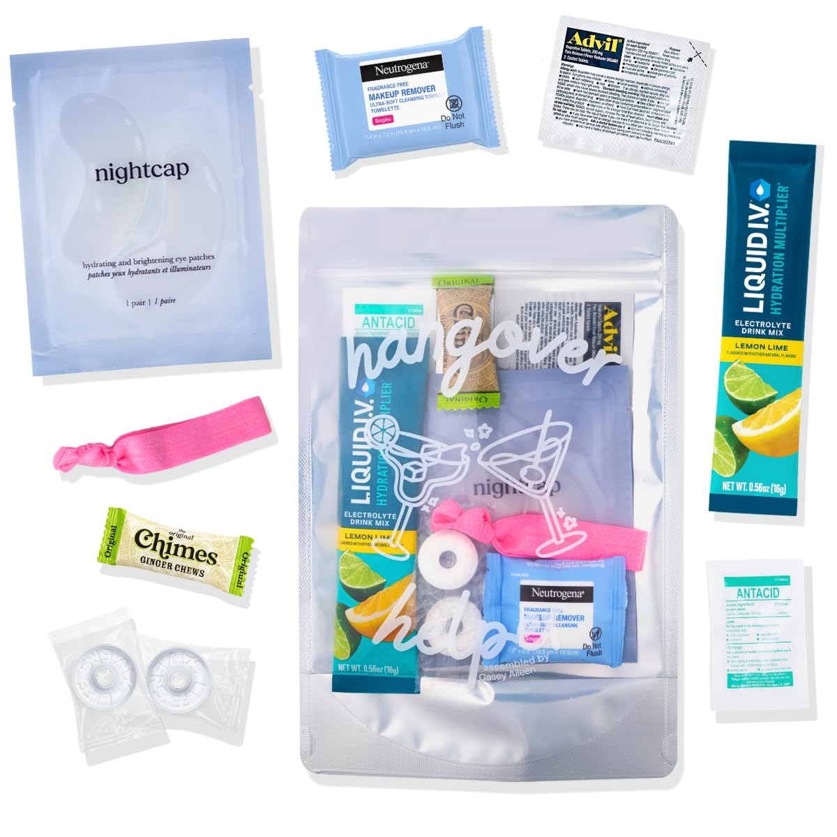 Casey Aileen Hangover Kit (5 Pack) Pre Filled Party Favors, Goodie Bags, Gift for Bachelorette, Wedding, 21st Birthday, Girls Trip and All Celebrations