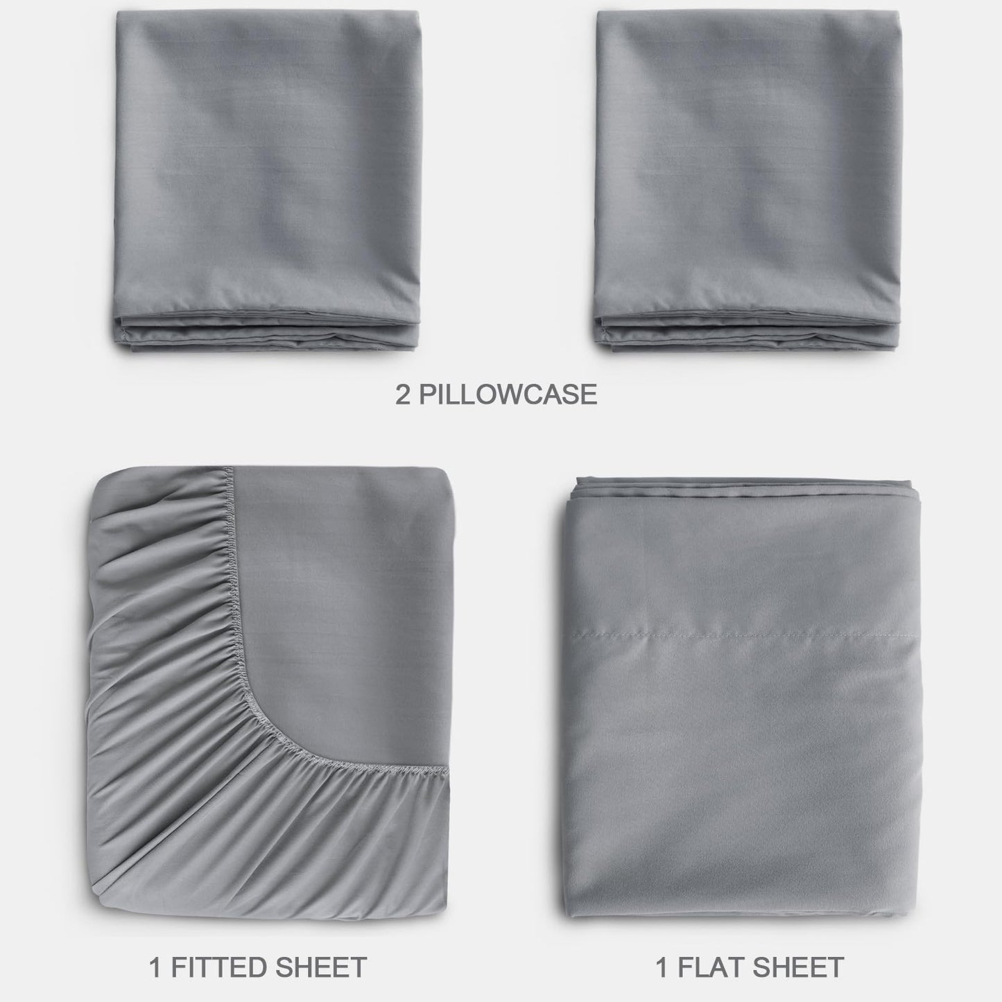 SPRINGSPIRIT Split Top King Sheets Sets for Adjustable Bed, 4 Piece Bed Sheets Set Deep Pockets, Extra Soft and Breathable Bedding Sheets, Grey