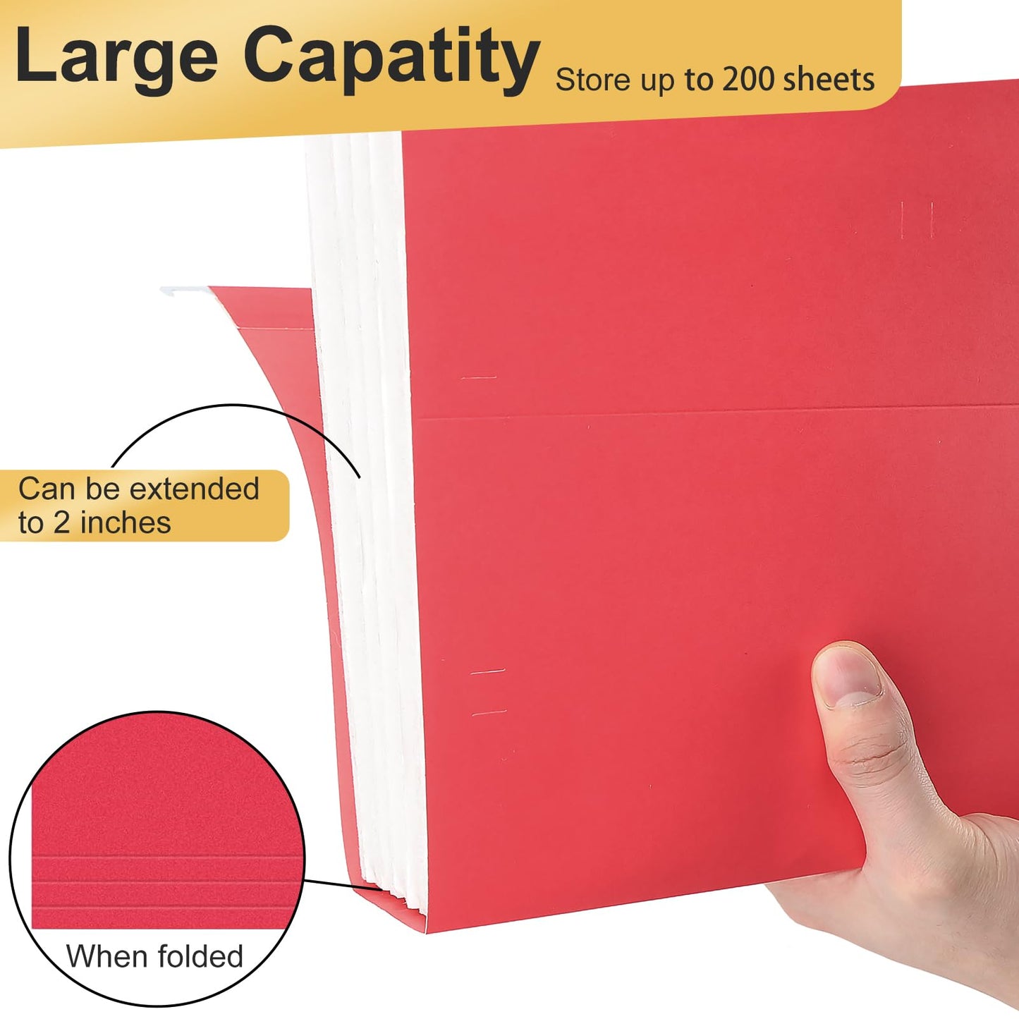 Hanging File Folders Legal Size, 50 Pack File Folders with 1/5 Cut Adjustable tabs, 2" Expansion, Reinforced Hanging Folders Legal Size, Designed for Legal and Law Office File Organization