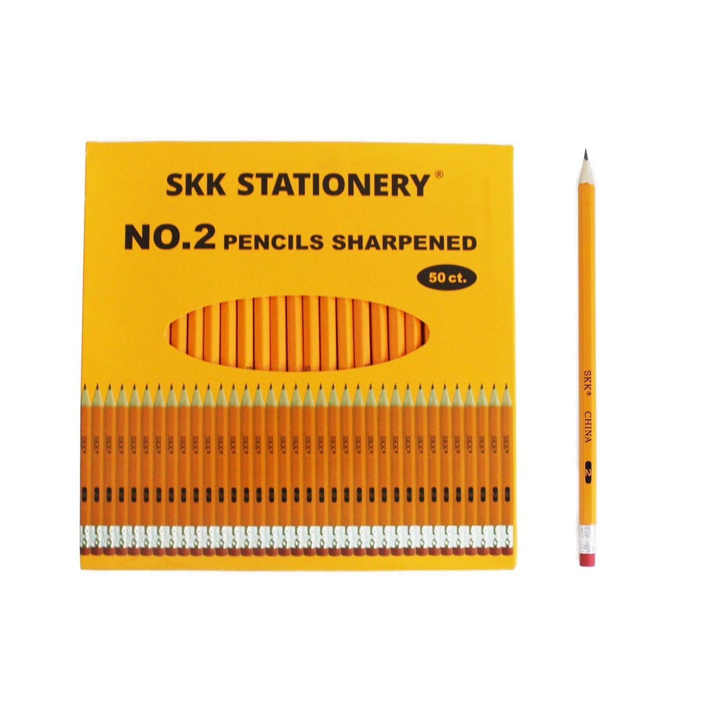 SKKSTATIONERY 600Pcs 2 HB Pencils Pre-sharpened pencils Set, Woodcase Lead Pencils Sharpened for Back to School Teacher Supplies, Writing, Drawing and Sketching 50 Pcs*12 Boxes