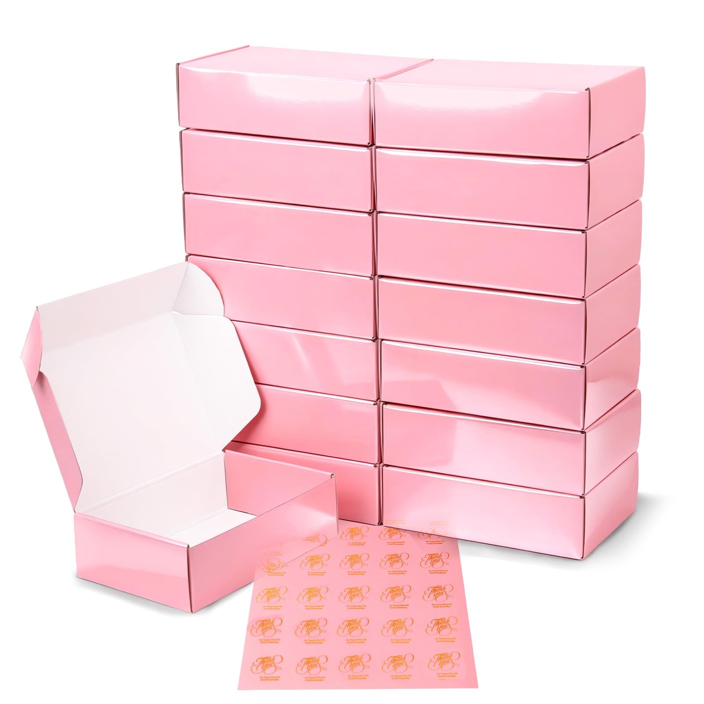 DERZIFUN 7"x5"x2" Glossy Pink Shipping Boxes, 50 Pack Corrugated Cardboard Mailing Boxes for Small Business Packaging, Shipping Phone Cases, Stationery