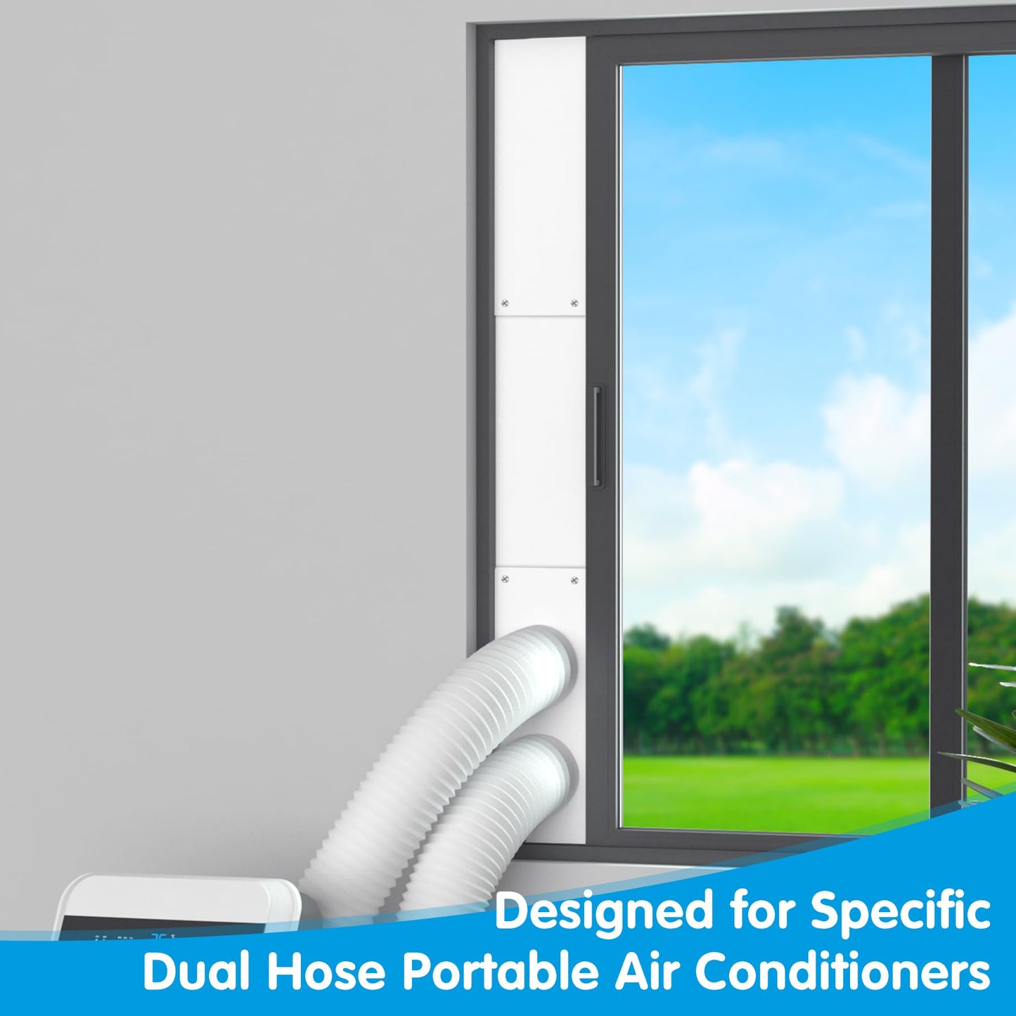 Air Jade Dual Hose Portable Air Conditioner Window Seal Kit, 3 Pcs AC Window Vent Kit for Dual Hose Portable Air Conditioner with 5.9" Diameter Vent Pipe