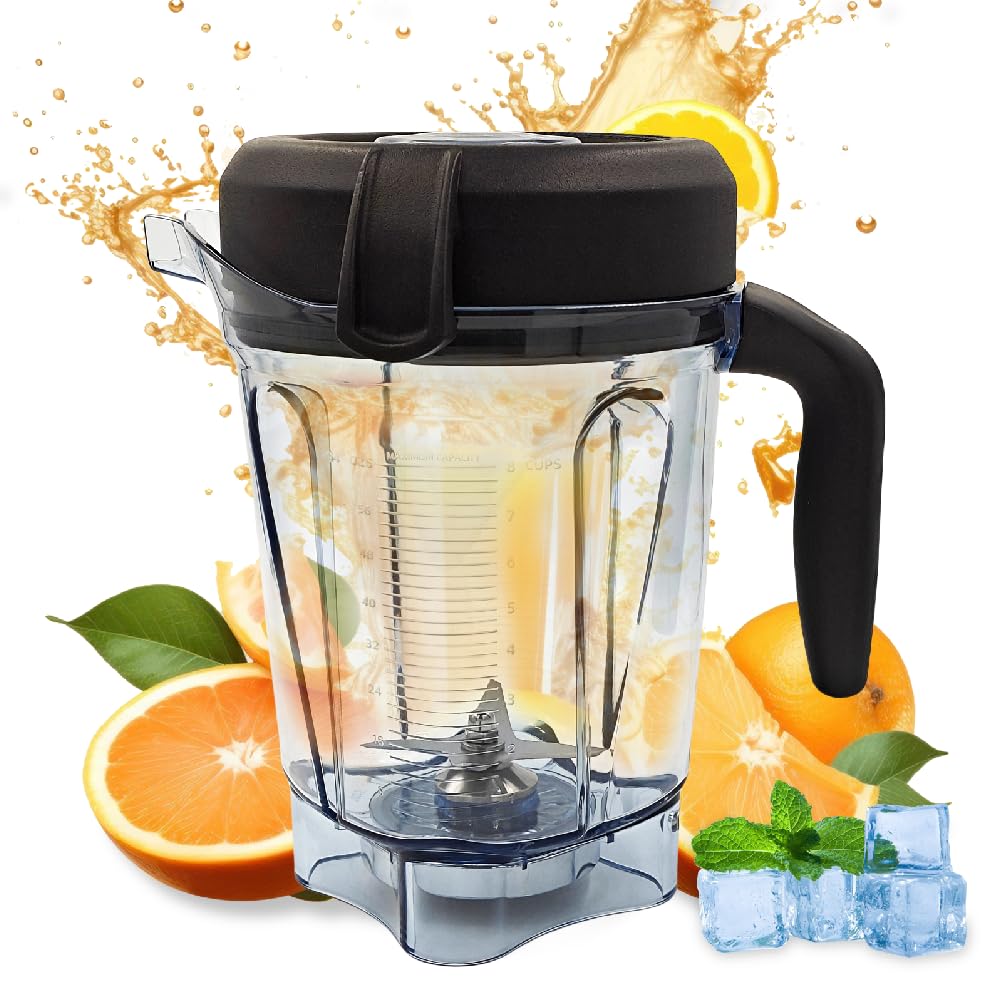 Blender Pitcher 64 oz Low-Profile Container, Compatible with 5200, 750, 5000, 6300, 7500, vm0102, vm0103, vm0197, E310 - Classic/Explorian/Commercial Series Cups
