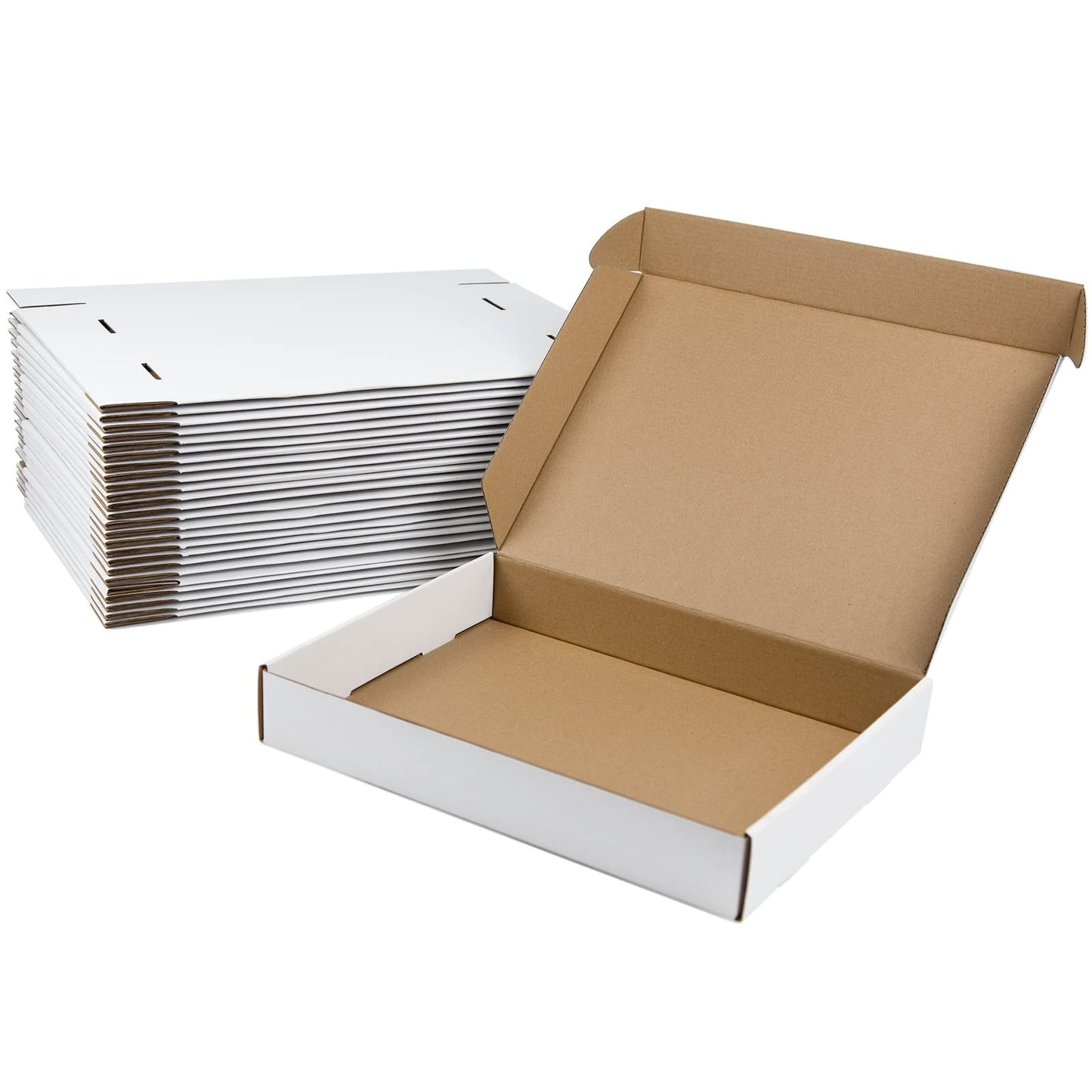 Sodissa 13x10x2 Inches Shipping Boxes Pack of 25, White Corrugated Cardboard Boxes for Small Bussiness