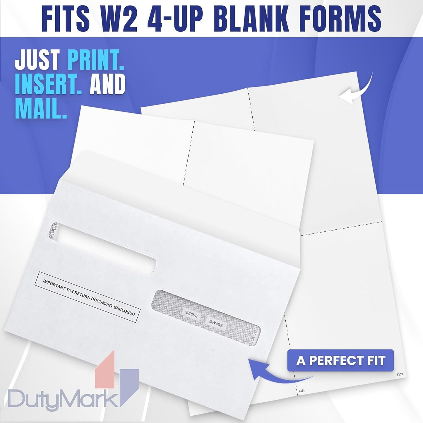 100 W2 Self-Seal Envelopes for W-2 4up Forms, Compatiable with QuickBooks Online, ADP Other Tax Software, 5 5/8” x 9”, Security Tint, 100 Pack