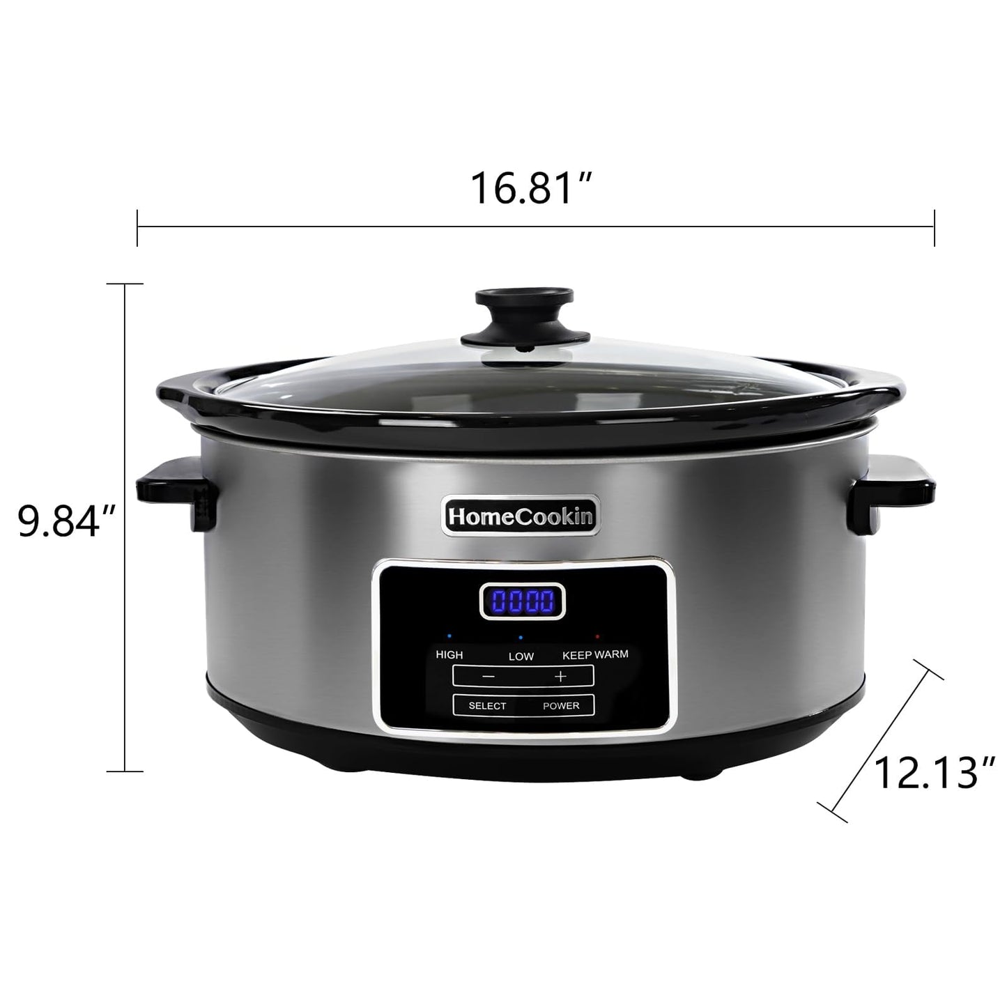 8-Quart Digital Programmable Slow Cooker with Timer - Small Kitchen Appliance for Family Dinners - Serves 10+ People - Heat Settings: Keep Warm, Low and High