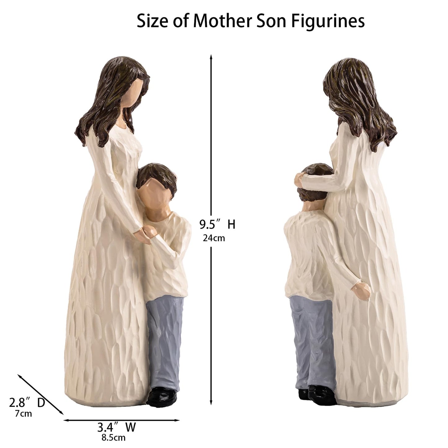Elegondrar Mother and Son Figurines, Gifts for Mom from Son, Hand-Painted Family Sculpture Gifts for Birthday, Christmas, Mother’s Day, Thanksgiving, Resin, 9.5" H