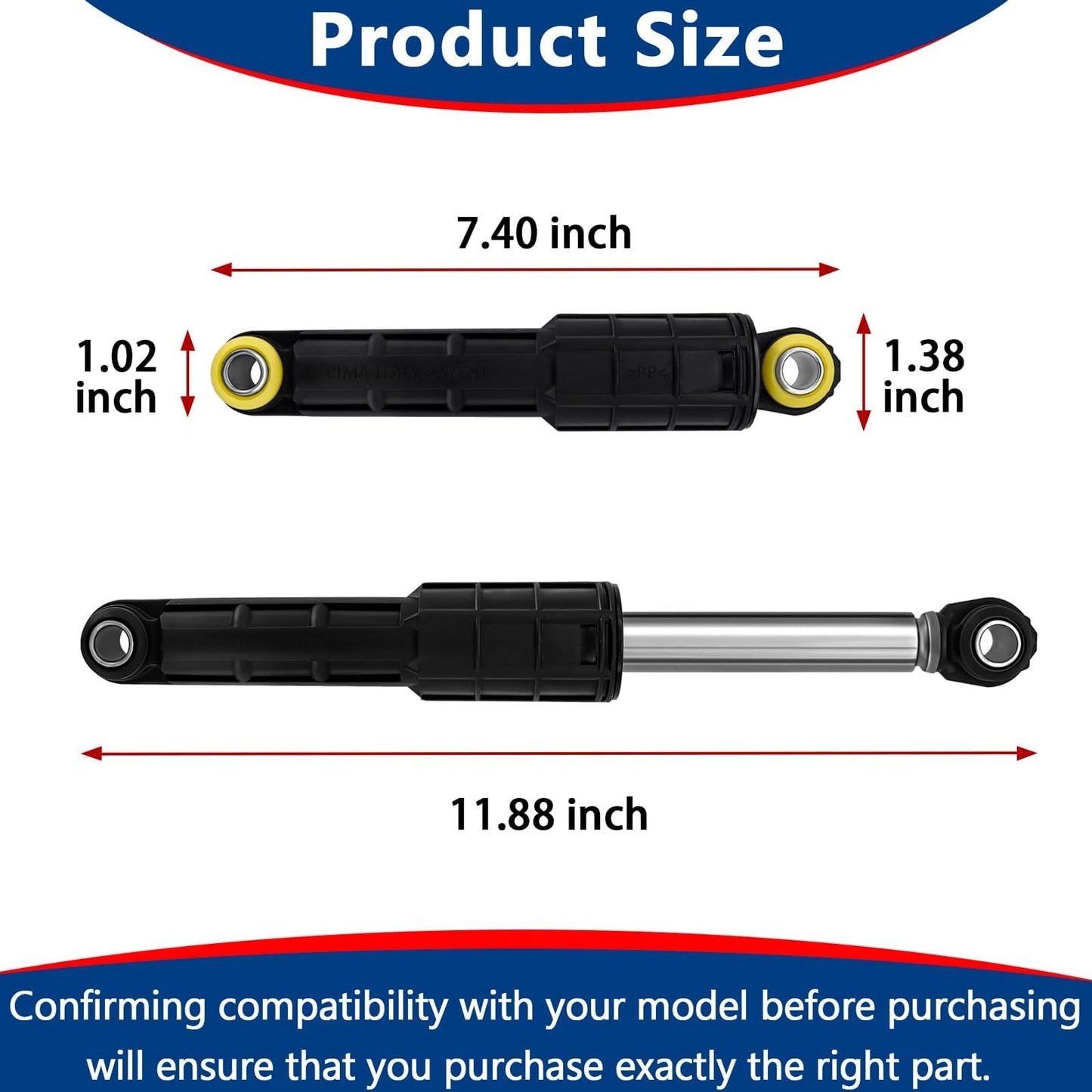WF50K7500AV/A2 WF42H5200AP/A2 Washer Shock Absorber Kit, Fit for Sam-sung Models WF45N5300AV/US WF42H5200AW/A2 WF42H5000AW/A2 WF45H6300AG/A2 WF42H5200AF/A2 WF45N5300AW/US WF45K6500AW/A2 WF50K7500AW/A2