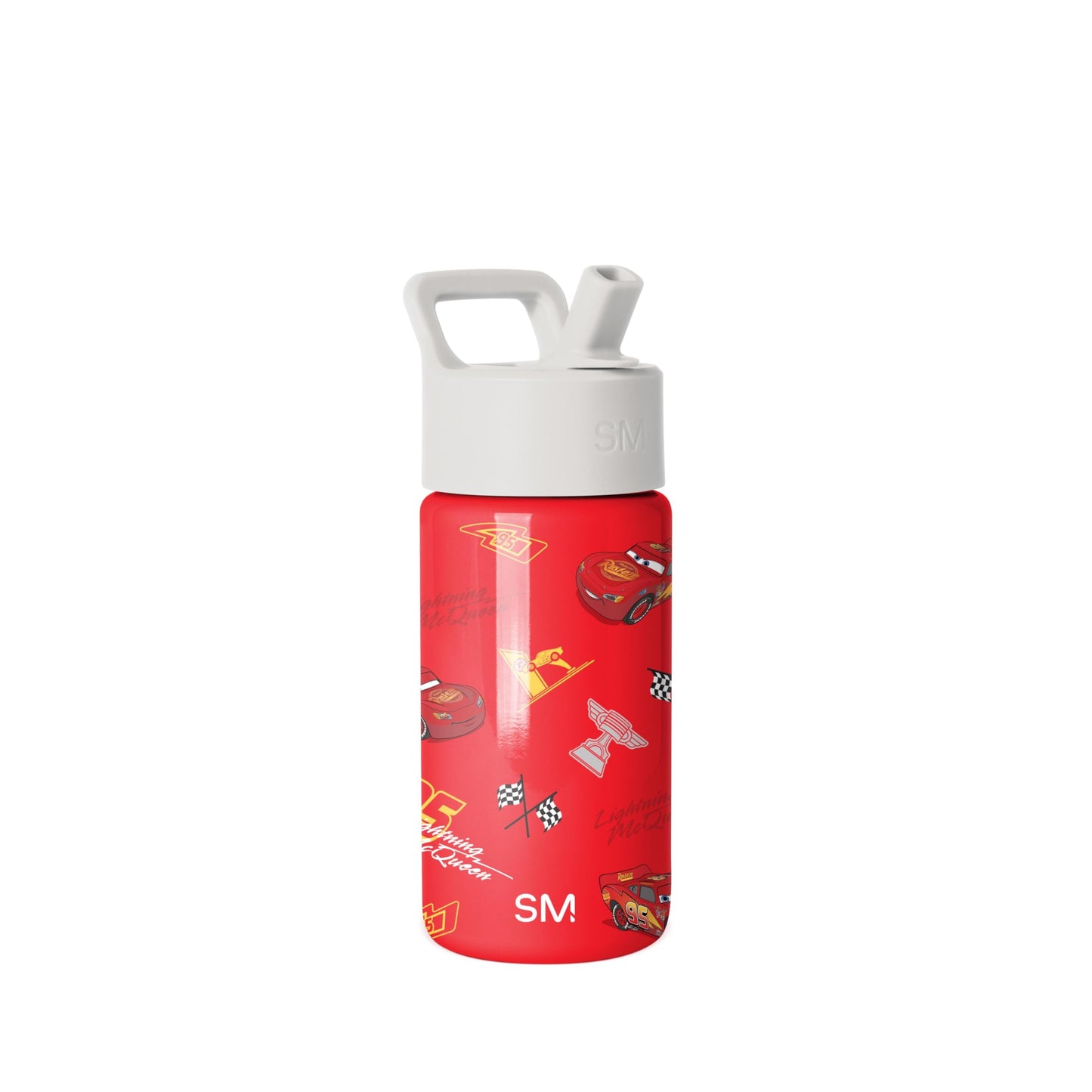 Simple Modern Disney Pixar Lightning McQueen Kids Water Bottle with Straw Lid | 14oz Insulated Stainless Steel Kids Tumbler & Toddler Cup for School, Girls, Boys | Summit | Cars Lightning Speed