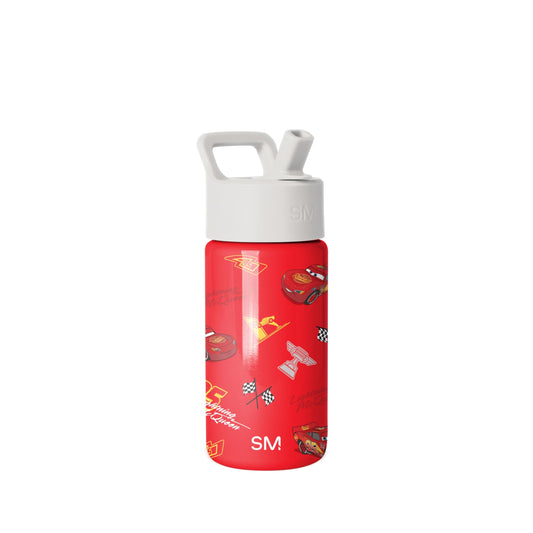 Simple Modern Disney Pixar Lightning McQueen Kids Water Bottle with Straw Lid | 14oz Insulated Stainless Steel Kids Tumbler & Toddler Cup for School, Girls, Boys | Summit | Cars Lightning Speed