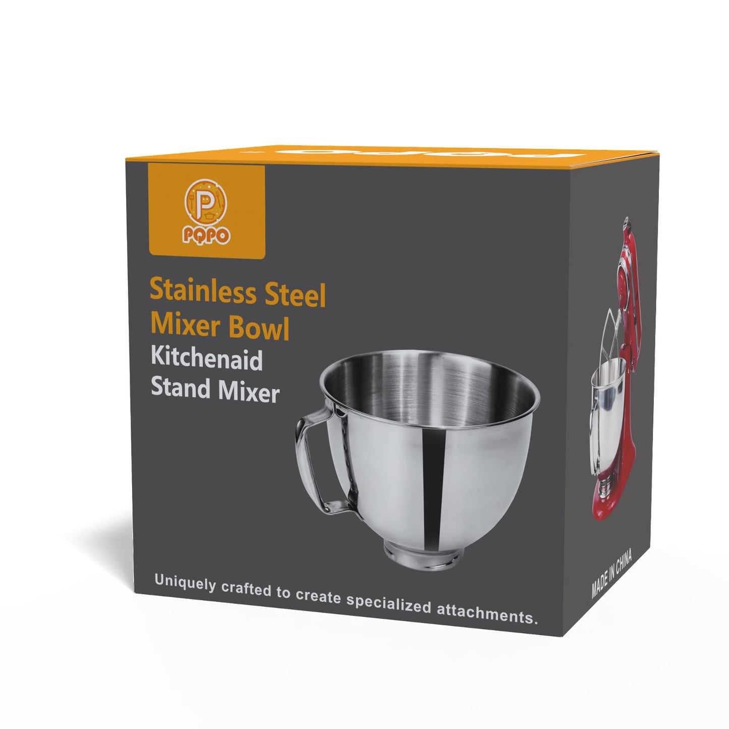 PQPO 5 Quart Stainless Steel Mixer Bowl Compatible with KitchenAid Tilt-Head Stand Mixer, Replacement Mixing Bowl,Dishwasher Safe