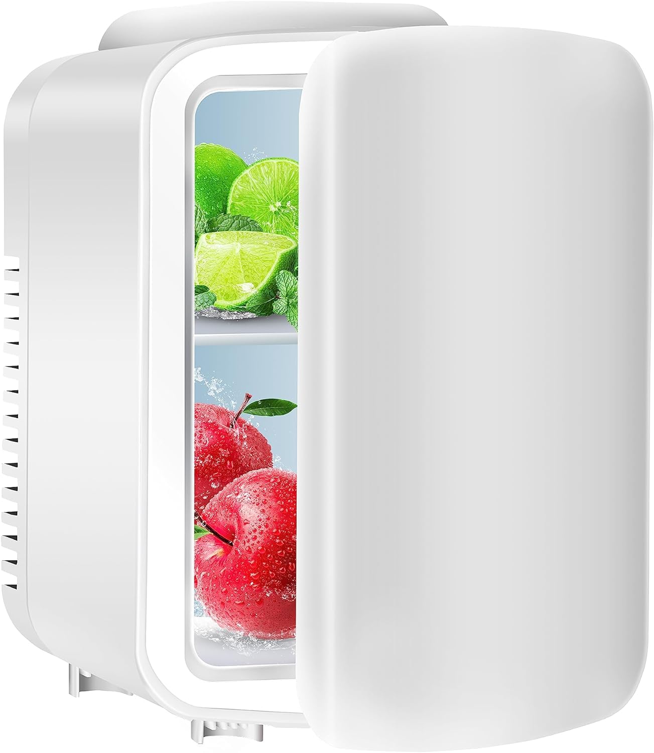 Simple Deluxe Mini Fridge, 4L/6 Can Portable Cooler & Warmer Freon-Free Small Refrigerator, Provide Compact Storage for Skincare, Beverage, Food, Cosmetics, for Bedroom, Office, Dorm, White