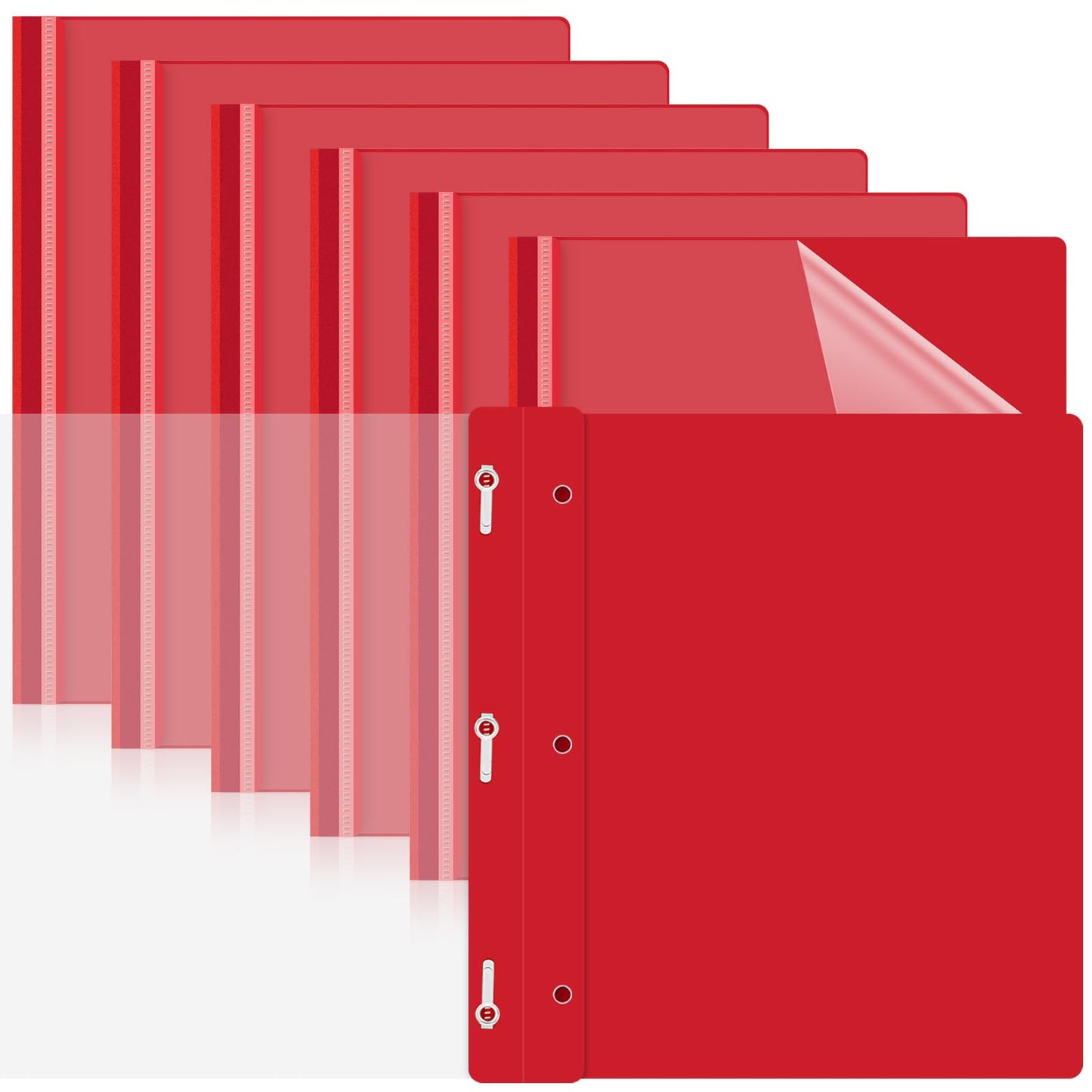 Teling 24 Pcs Clear Front Report Covers with 3 Prongs Fasteners Plastic Presentation Folders Resume Portfolio Report for Letter Size Binder for Paper Document School Office(Red)