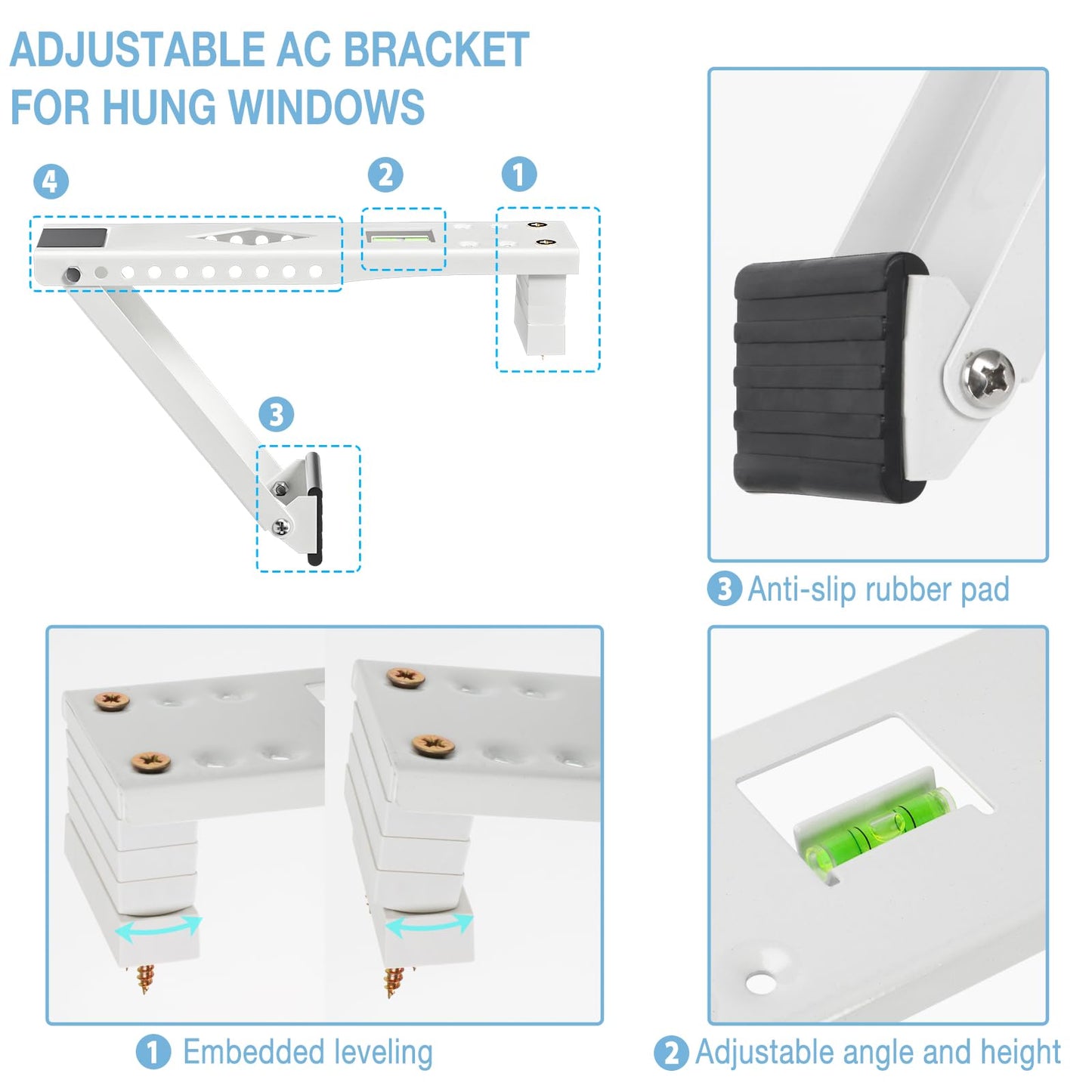 HOXHA Window AC Bracket, Universal Window Air Conditioner Support Bracket, Heavy Duty Window AC Mount, Air Conditioner Holder for Hung Windows, Support Up to 200 lbs