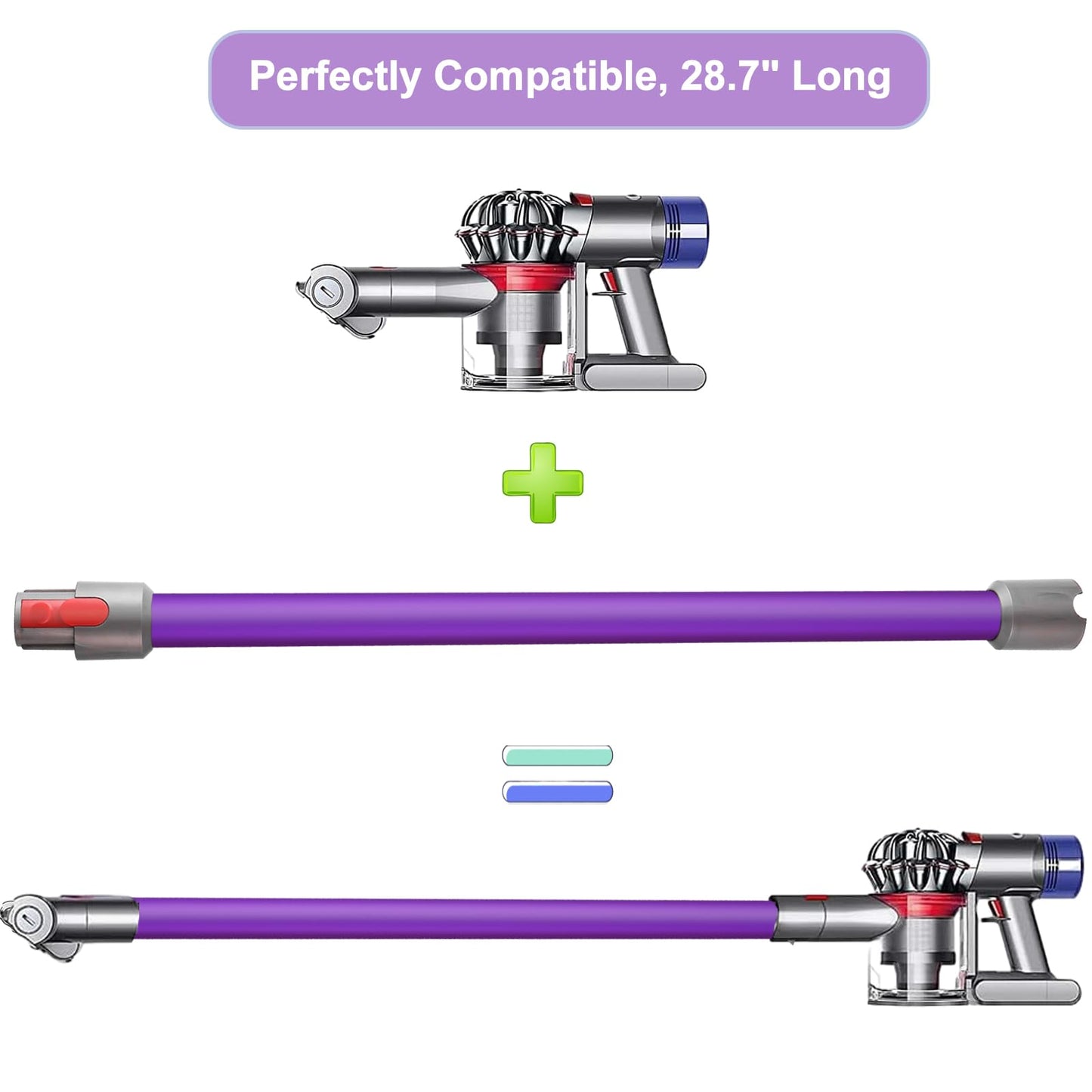 Qygba Replacement Wand Tube for Dyson Stick V15 V11 V10 V8 V7 Vacuum Parts, Extension Vacuum Replacement Parts, 28.7 In (Purple)