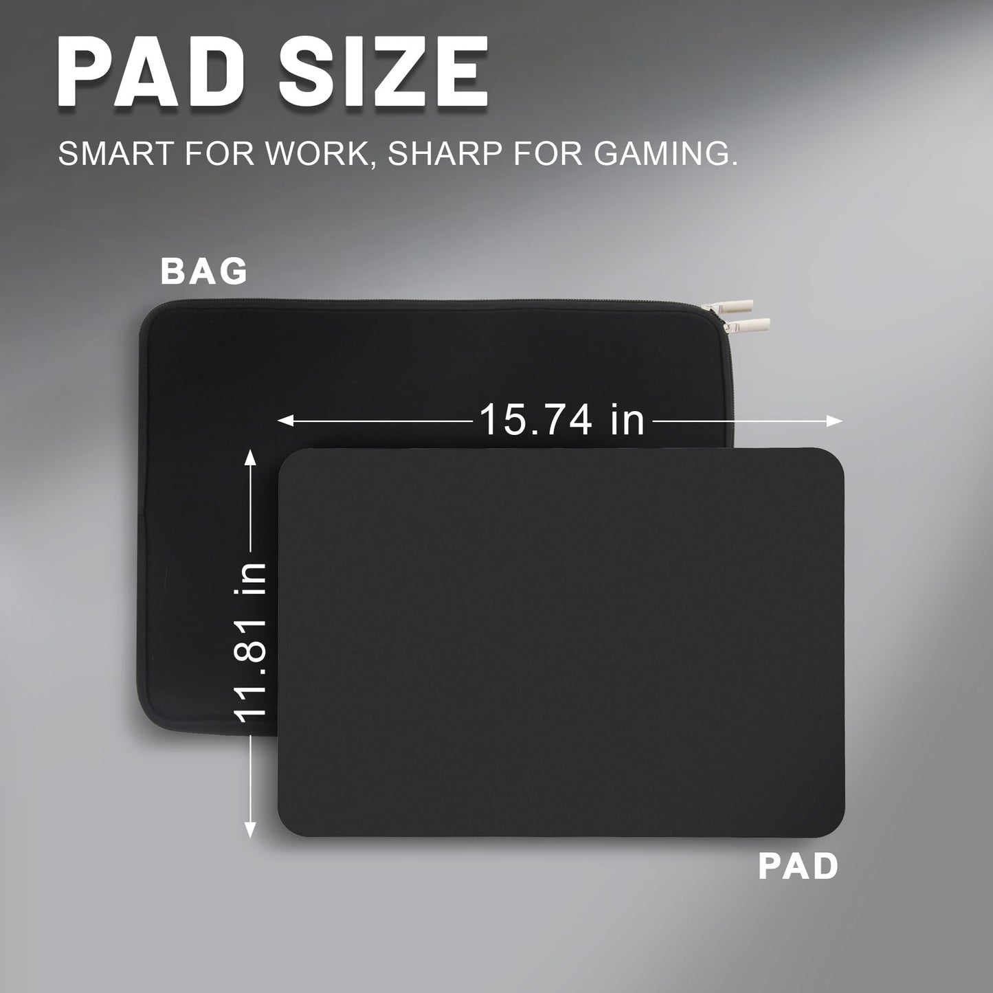 BoBliss Tempered Glass Gaming Mouse Pad-15.7" x 11.8",High-Precision Mousepad(with Mouse Glides) Suitable for Gaming and Office Use,Ultra-Smooth Hard Mouse Pad with Storage Pouch,Black.