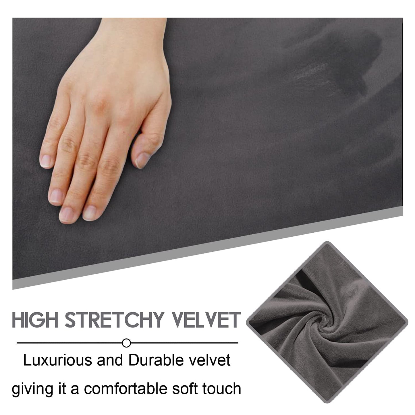 ULTICOR Velvet 8-Pieces Recliner Sofa Covers Stretch Reclining Couch Covers for 3 Cushion Reclining Sofa Slipcovers Furniture Covers Thick Soft Washable (3 Seater Recliner Cover, Dark Gray)