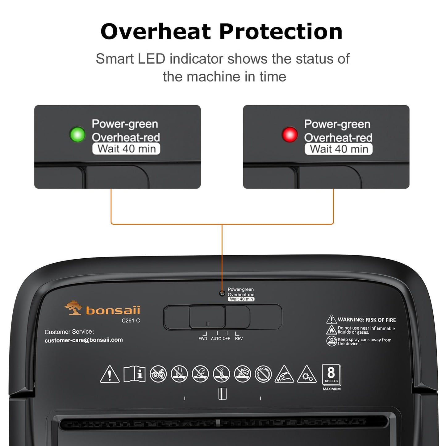 Bonsaii Paper Shredder, 8-Sheet Crosscut Home Office Shredder with 4.2 Gallon Bin, P-4 Security Level Document Shredder Shred Credit Card/Mail/Staple/Clip (C261-C Updated)