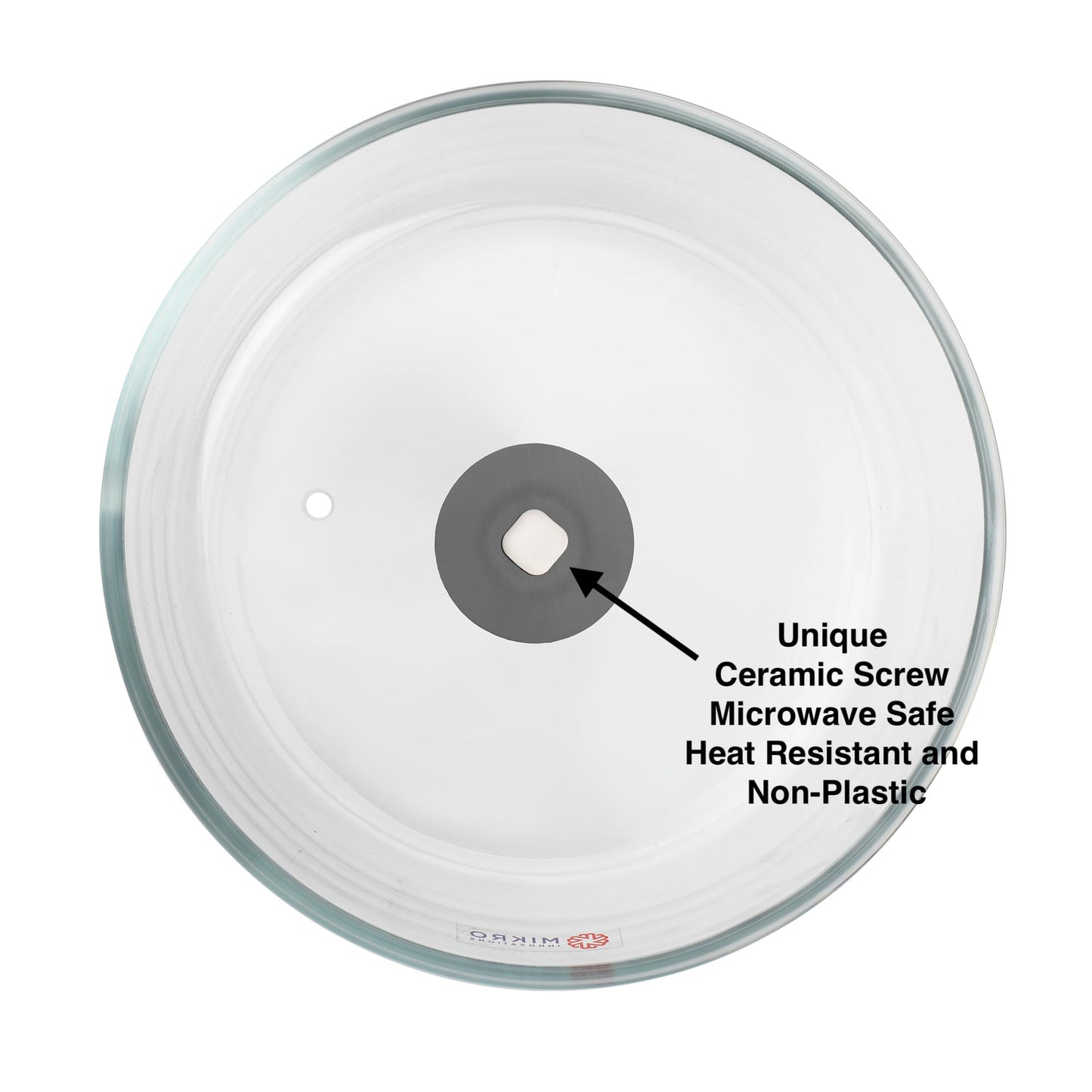 Mikro Innovations 10.5-Inch Glass Microwave Splatter Cover – Borosilicate Glass Food Plate Splatter Guard with Vent Hole, BPA-Free, Easy-Grip Silicone Knob, Dishwasher Safe (1, Black, 10.5in)