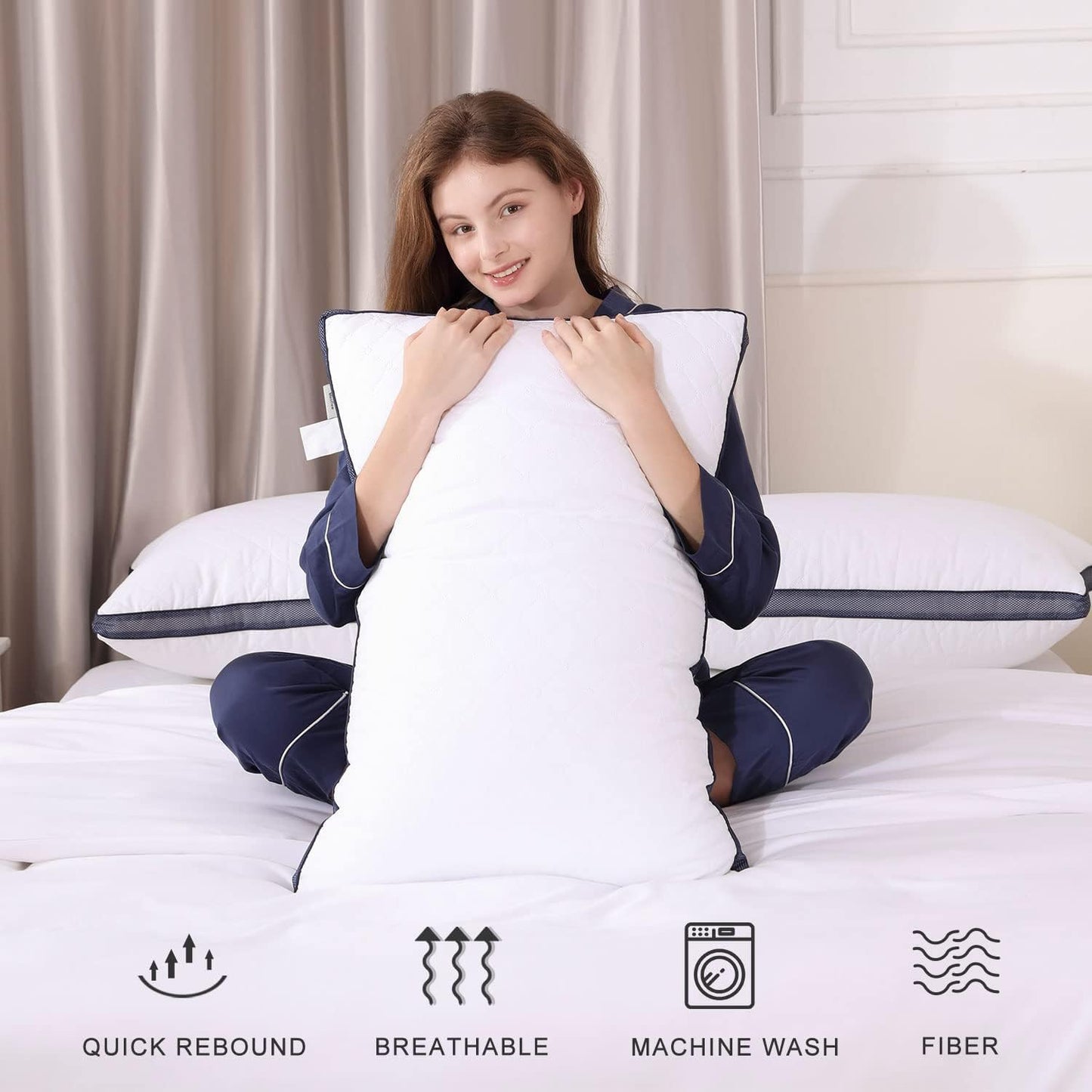 Meoflaw Pillows for Sleeping(4-Pack), Luxury Hotel Pillows Standard Size Set of 4,Bed Pillows for Side and Back Sleeper (Standard)