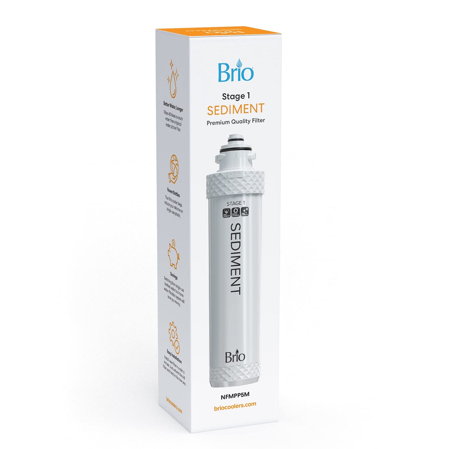 Brio Water Cooler Filter - Sediment - Compatible with Brio 300, 400, 500, 600, 700 Series - Easy Twist-On Replacement - 1 Count