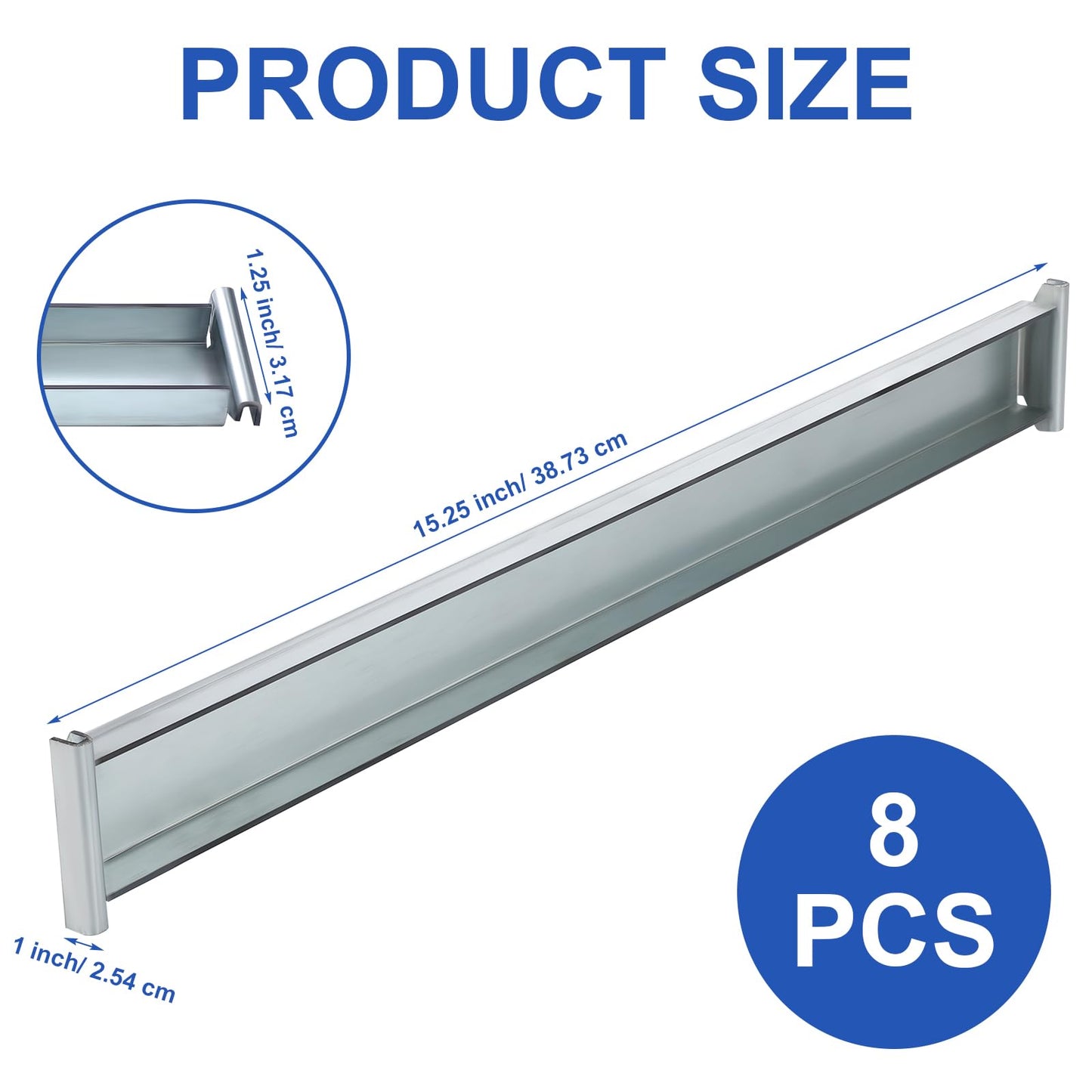Dinifee 8 Pack Front-to-Back File Drawer Rails for Hanging File Cabinet Drawer Inside Bar Rails Cabinet Parts (Silver)