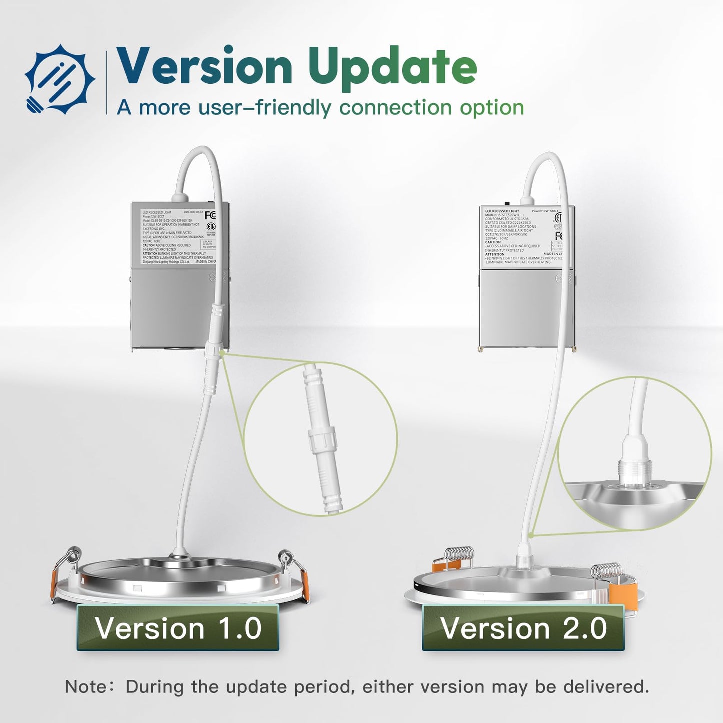 12 Pack 6 Inch 5CCT Ultra-Thin LED Recessed Ceiling Light with Junction Box, 2700K/3000K/3500K/4000K/5000K Selectable, 1050LM Brightness, Dimmable Canless Wafer Downlight, 12WEqv110W, ETL&FCC