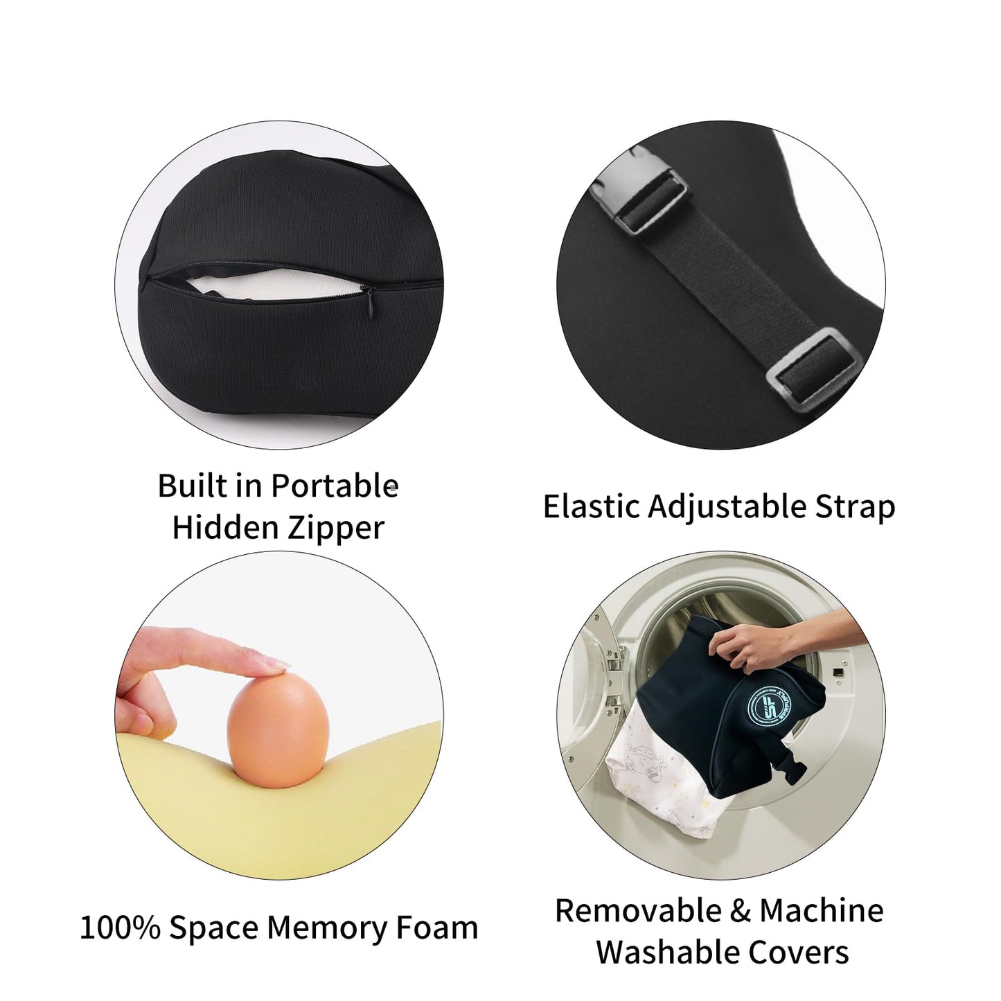 2 Pack - Car Headrest Pillow for Neck Support, 100% Memory Foam Car Neck Pillow with Sleep Mask - Universal Fit Head Rest Travel Pillow Car Pillow for Pain Relief While Driving(Contains 2 Eye Masks)