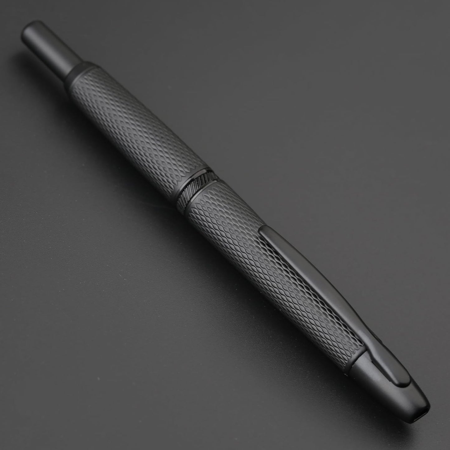 erofa Majohn A1 Retractable Fountain Pen Extra Fine Nib with Box, Black Grid Press Pen with Converter for Writing (With Clip Version)