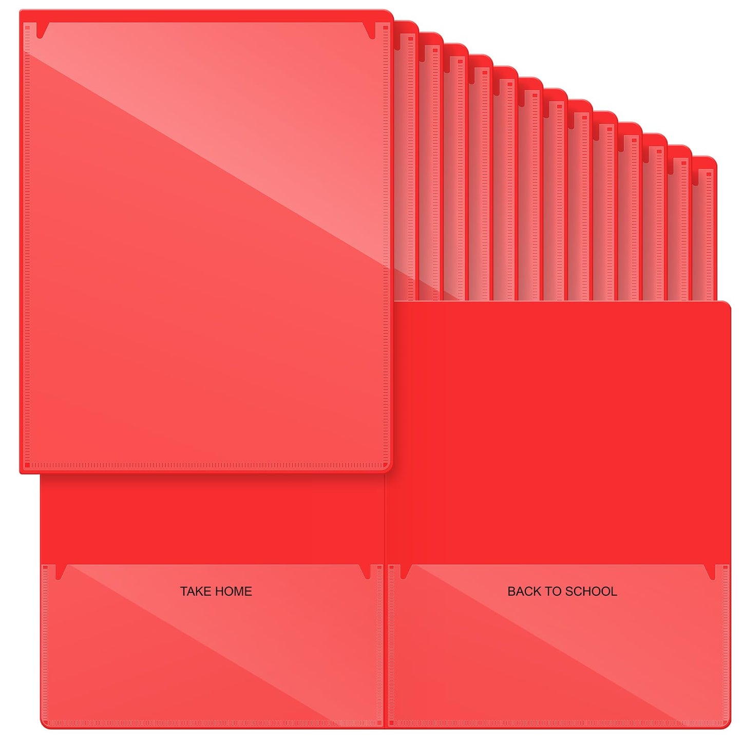 Henoyso 48 Pcs Plastic Take Home Folders with 2 Pockets Parent Teacher Classroom Communication Homework Folder for Students Parent Teacher Connector(Red)