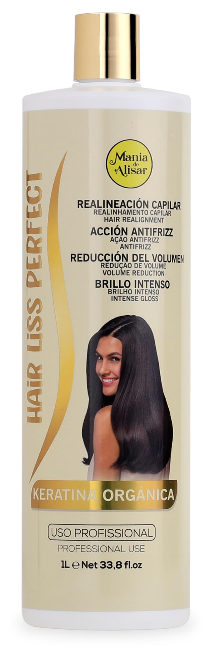Mania de Alisar Brazilian Straightening Organic Keratin Straightening Progressive Brazilian Straightening keratina (1000 ml / 33,81 fl.oz)