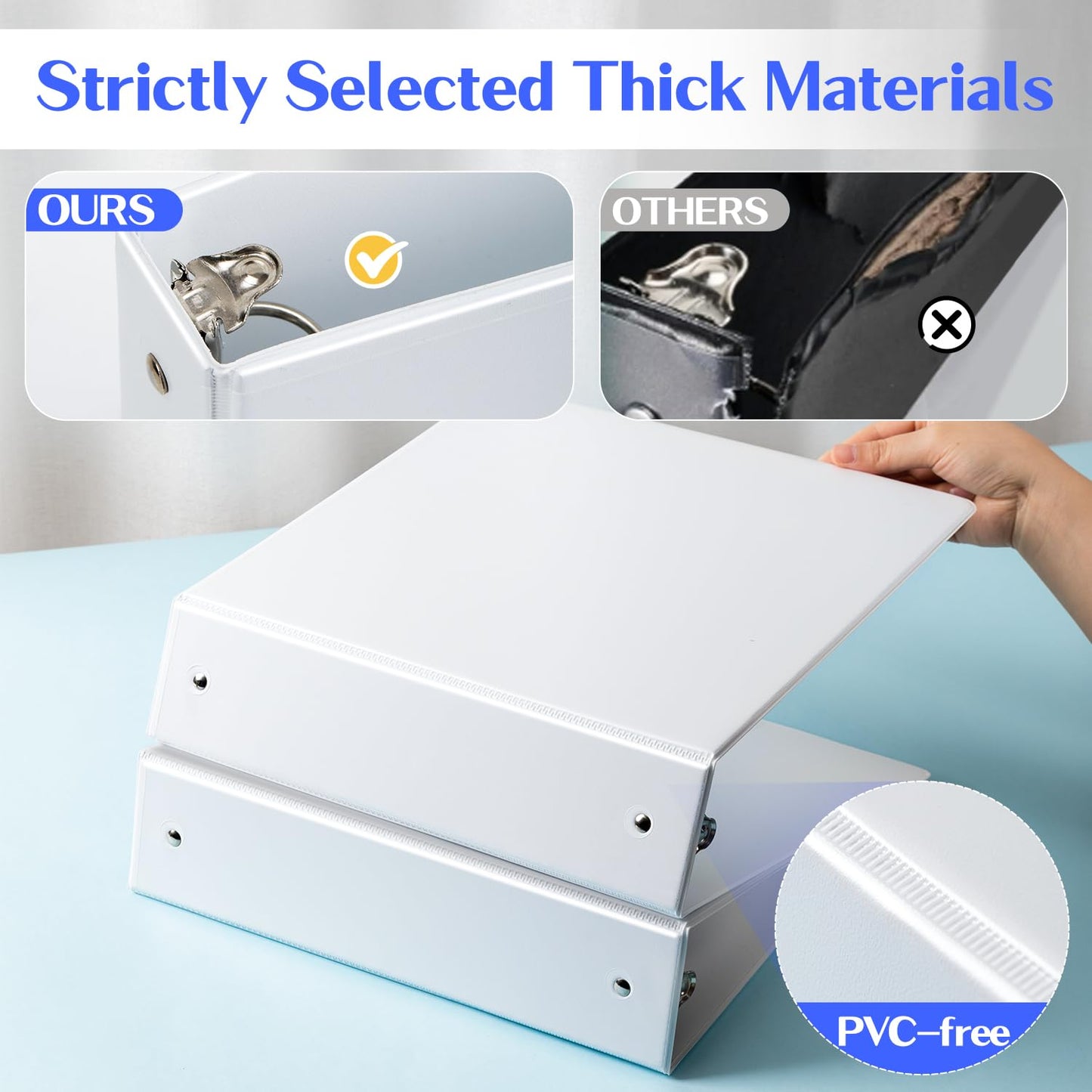 Deli 2-inch 3 Ring Binder with 2 Interior Pockets, 450 Sheets Capacity, 2 inch Binders fits 11" x 8.5" US Letter Size, White, 6 Pack