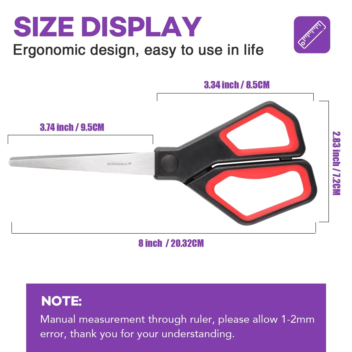 BURVAGY 42Pack 8" Scissors All Purpose, Heavy Duty Scissors with Ultra Sharp Blades Comfort Grip Handles - For Office Home School Sewing Fabric Crafts, High/Middle School Student Teacher Scissor