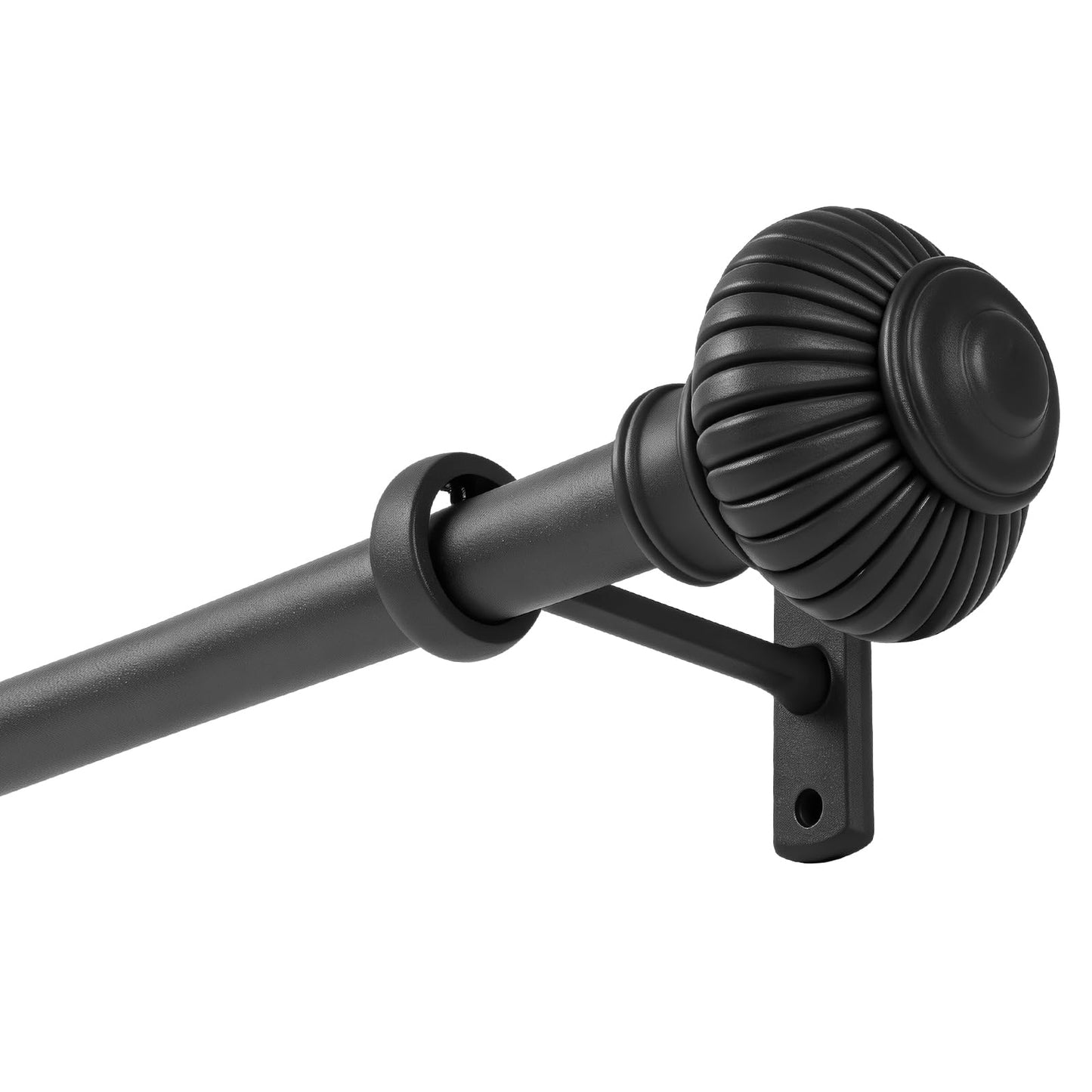 Heavy Duty Steel Curtain Rod Adjustable 32-240 Inches, 1 Inch Diameter Curtain Rod for Wide Windows - Black Space-Saving Design with Brackets