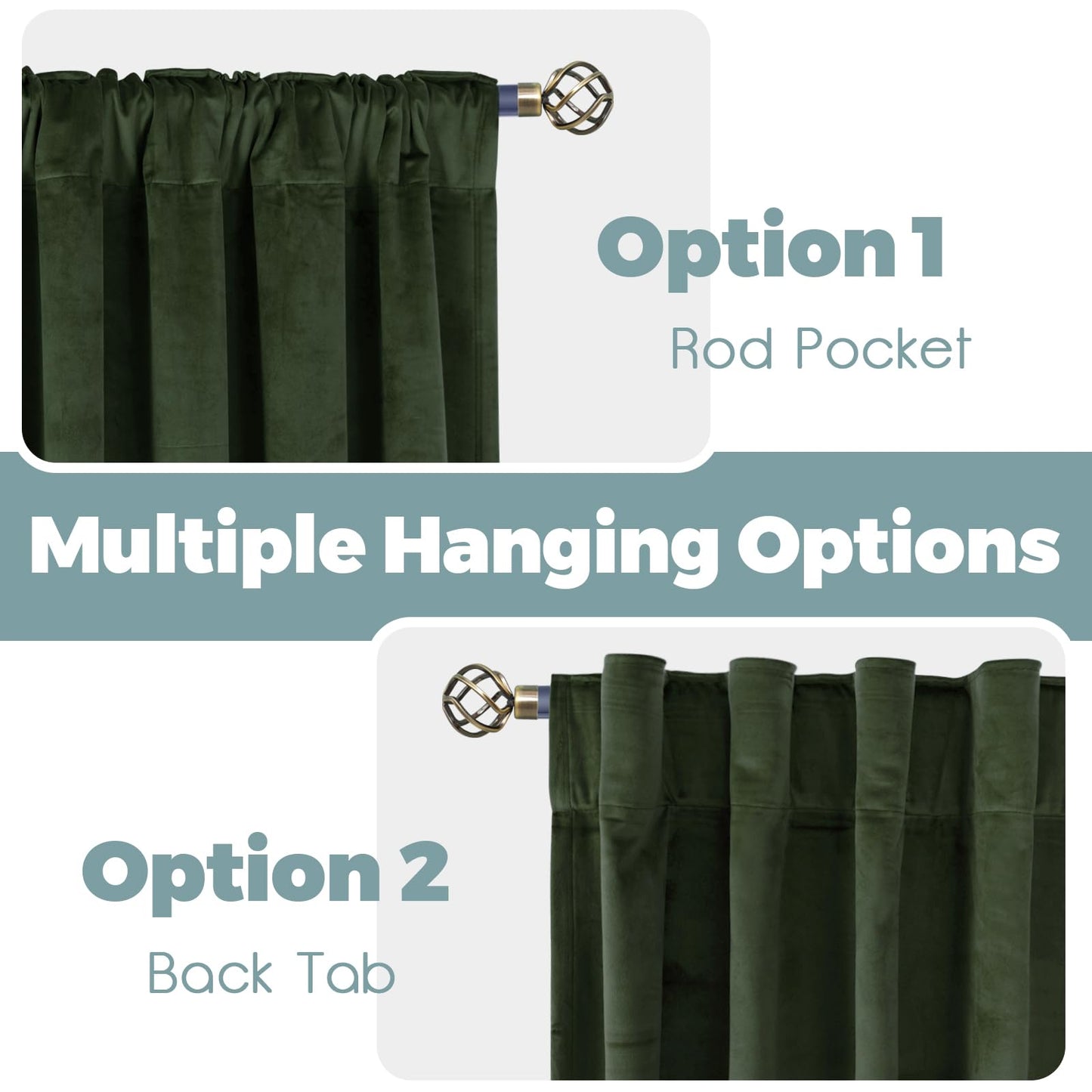 BGment Olive Green Velvet Curtains 96 Inches for Living Room, Thermal Insulated Blackout Curtains Room Darkening Drapes with Back Tab and Rod Pocket for French Door, Set of 2 Panels, 52 x 96 Inch