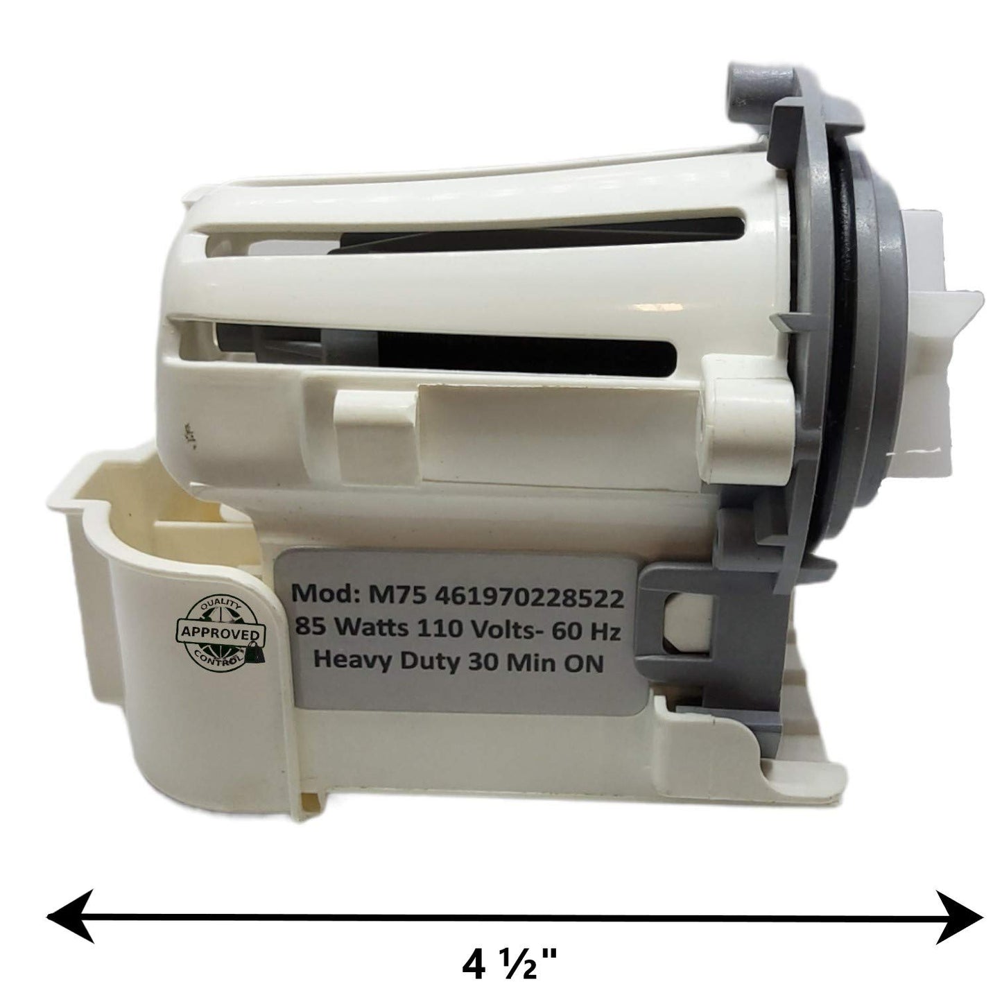 GLOB PRO SOLUTIONS W10321032 1876931 Washer Water Drain Pump ONLY MOTOR 4 ½" Approx. Replacement for and compatible with Maytag Whirlpool KitchenAid W10321032 1876931 and Impeller Blades