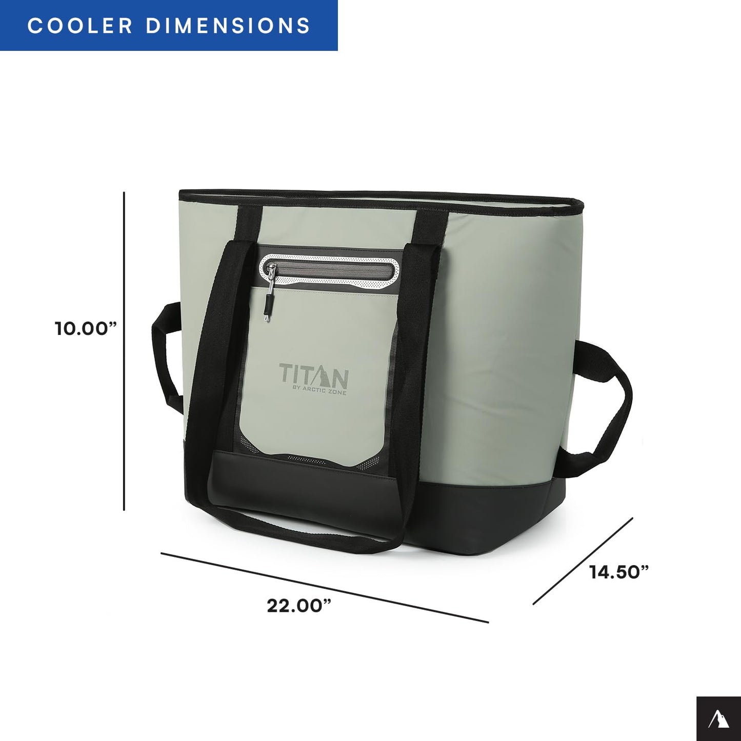 Titan by Arctic Zone Soft Sided Cooler Tote, Insulated Bag with Handle, Shoulder Strap, and Zipper for Lunch, Picnic, and Travel, 30 Can Capacity, Seagrass